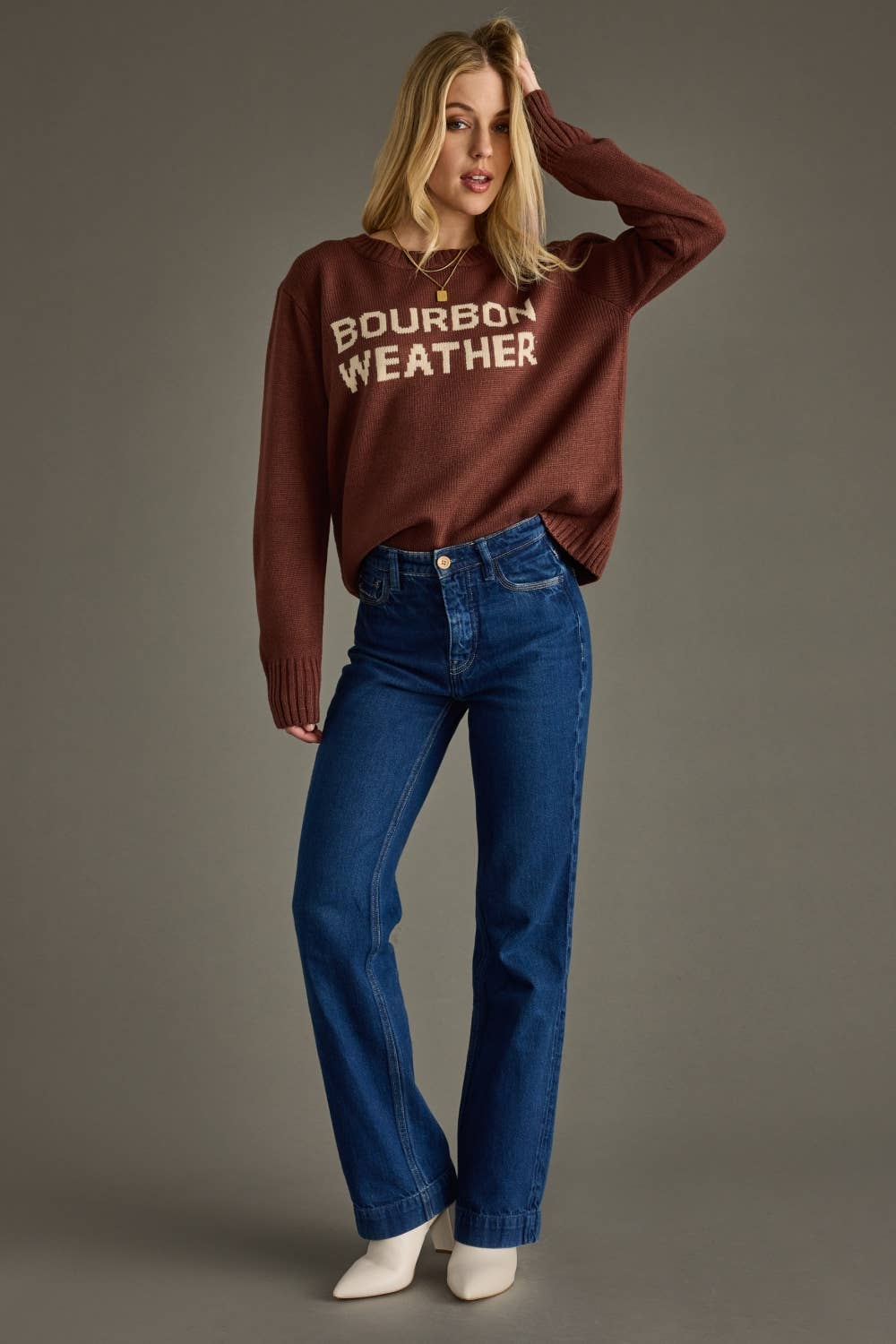Brown Bourbon Weather Sweater by Panache - BFF Here