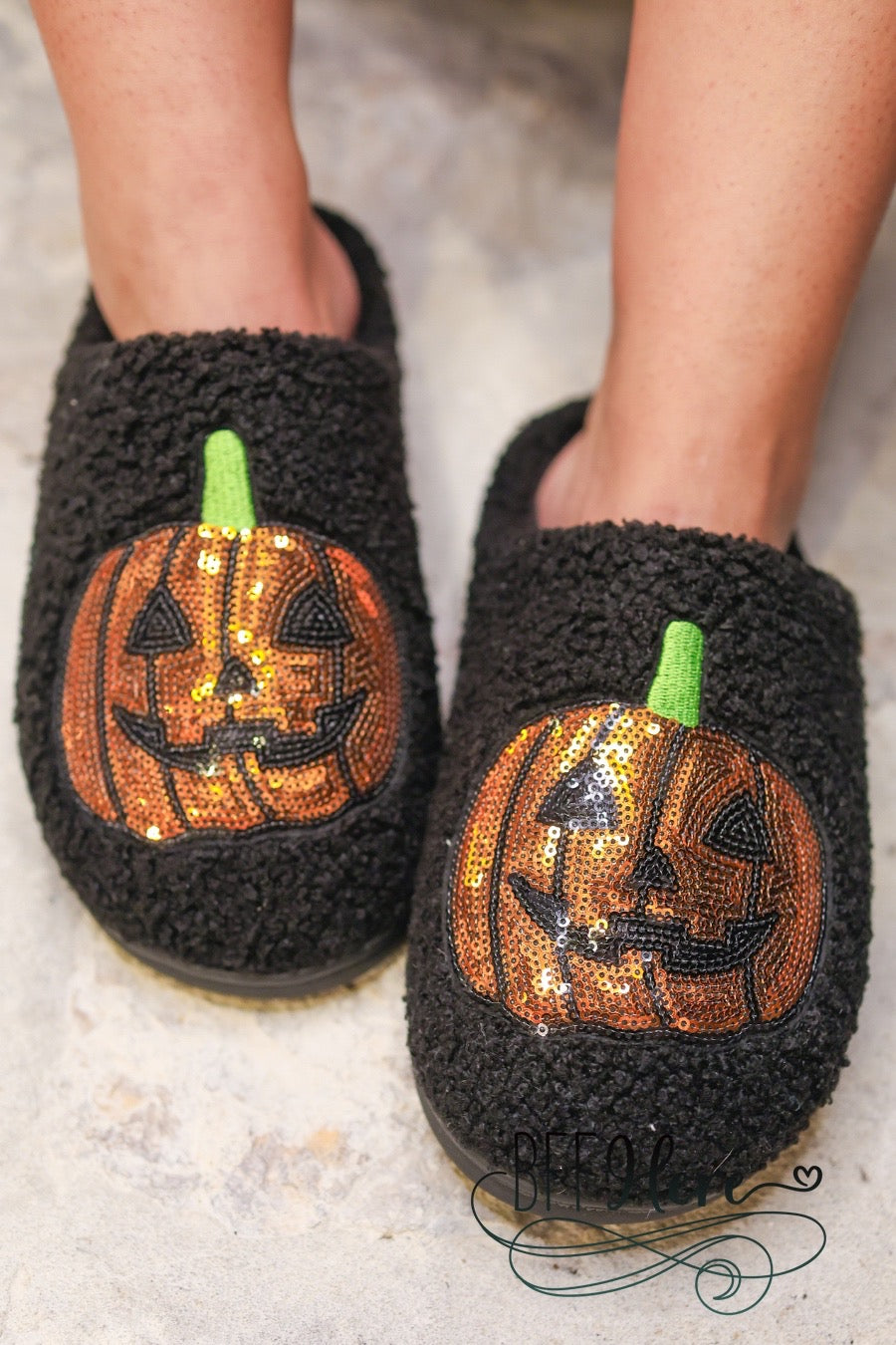 Pumpkin Sequin Slippers by Jess Lea - BFF Here