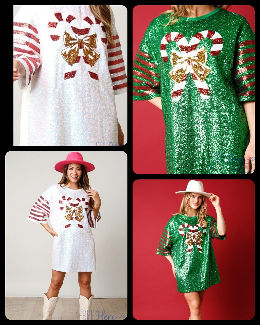 Sweet Sparkle Sequin Candy Cane Dress / Choice of Color - BFF Here