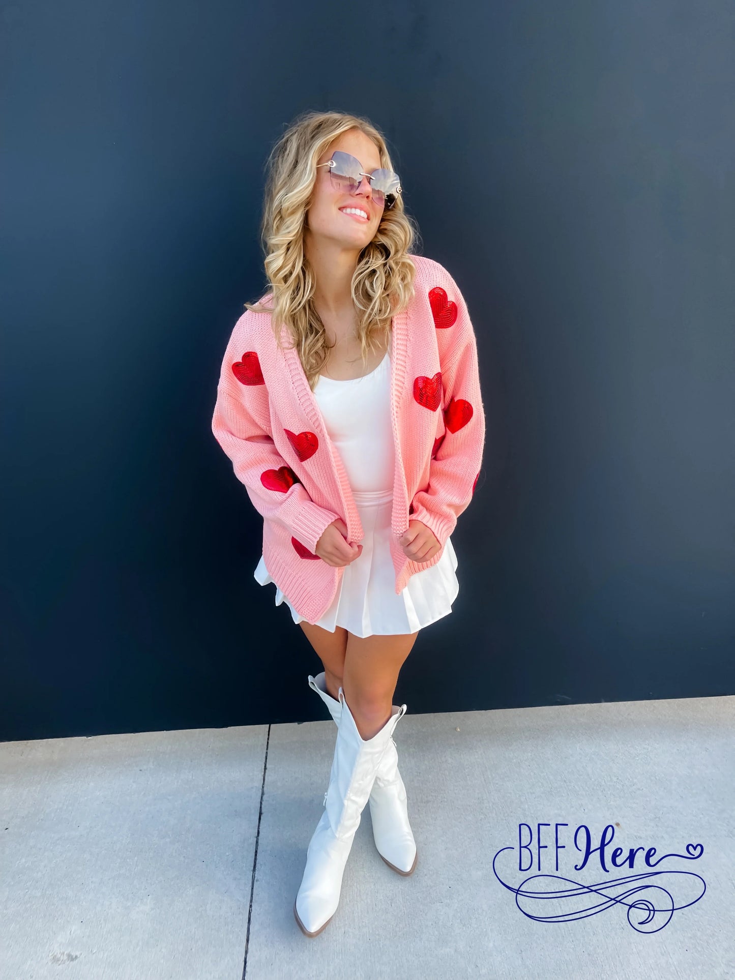 PREORDER: Glittering Affection: Sequin Heart Cardigan / Choice of Color (Ships End of January) - BFF Here