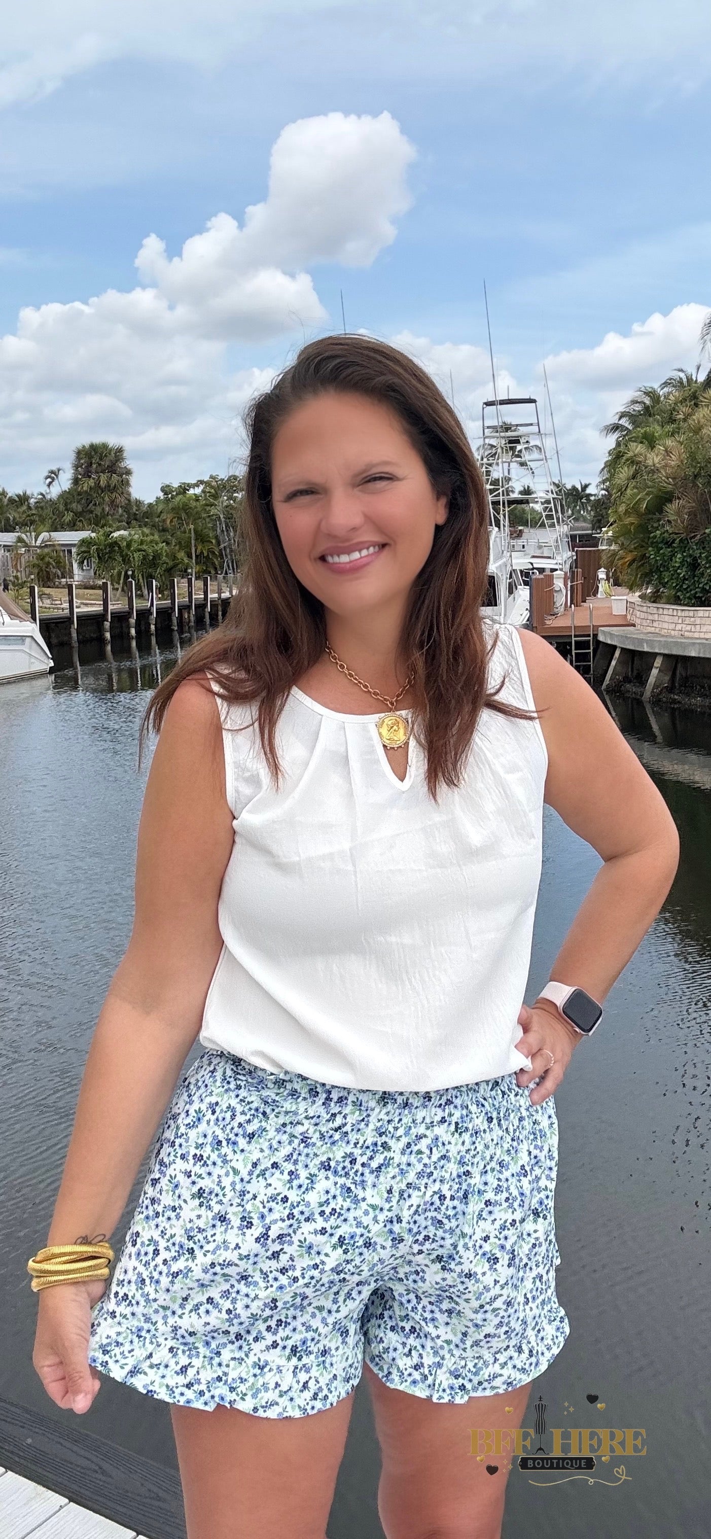 Sunny Strolls High Waisted Shorts / Blue Floral by Jess Lea - BFF Here