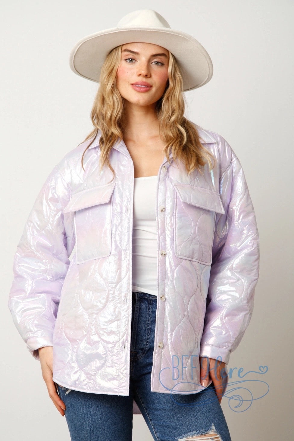 Mystical Glow Iridescent Puffer Jacket / Choice of Color - BFF Here