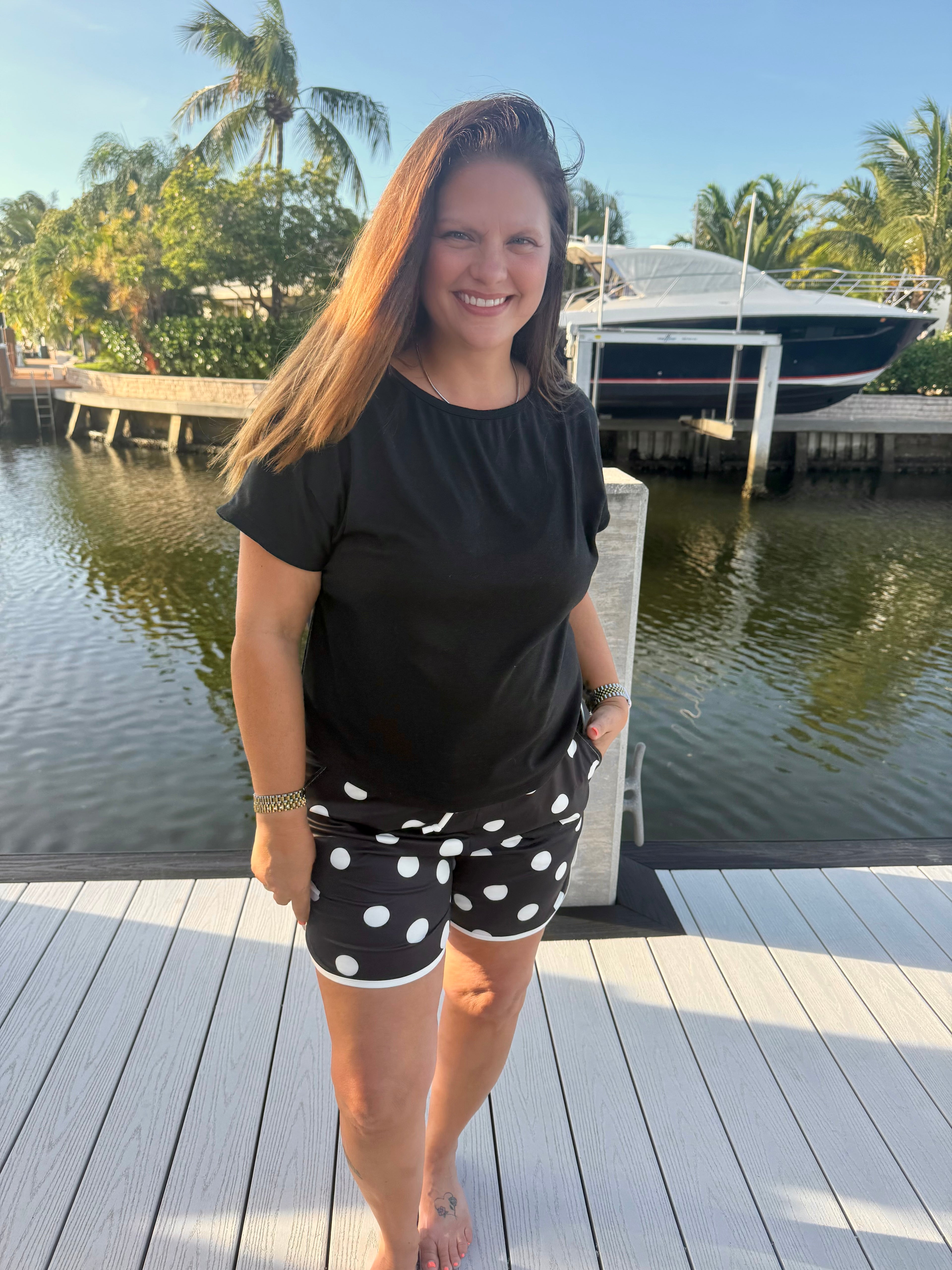 Polka Dot Posie Shorts - Long / Black by Sterling Kreek - BFF Here