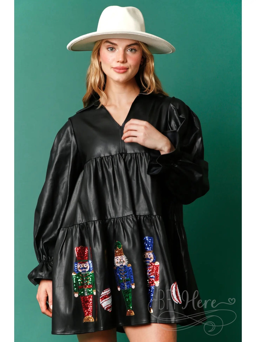 Festive Fantasy: Nutcracker & Ornaments Holiday Mini Dress / Choice of Color - BFF Here