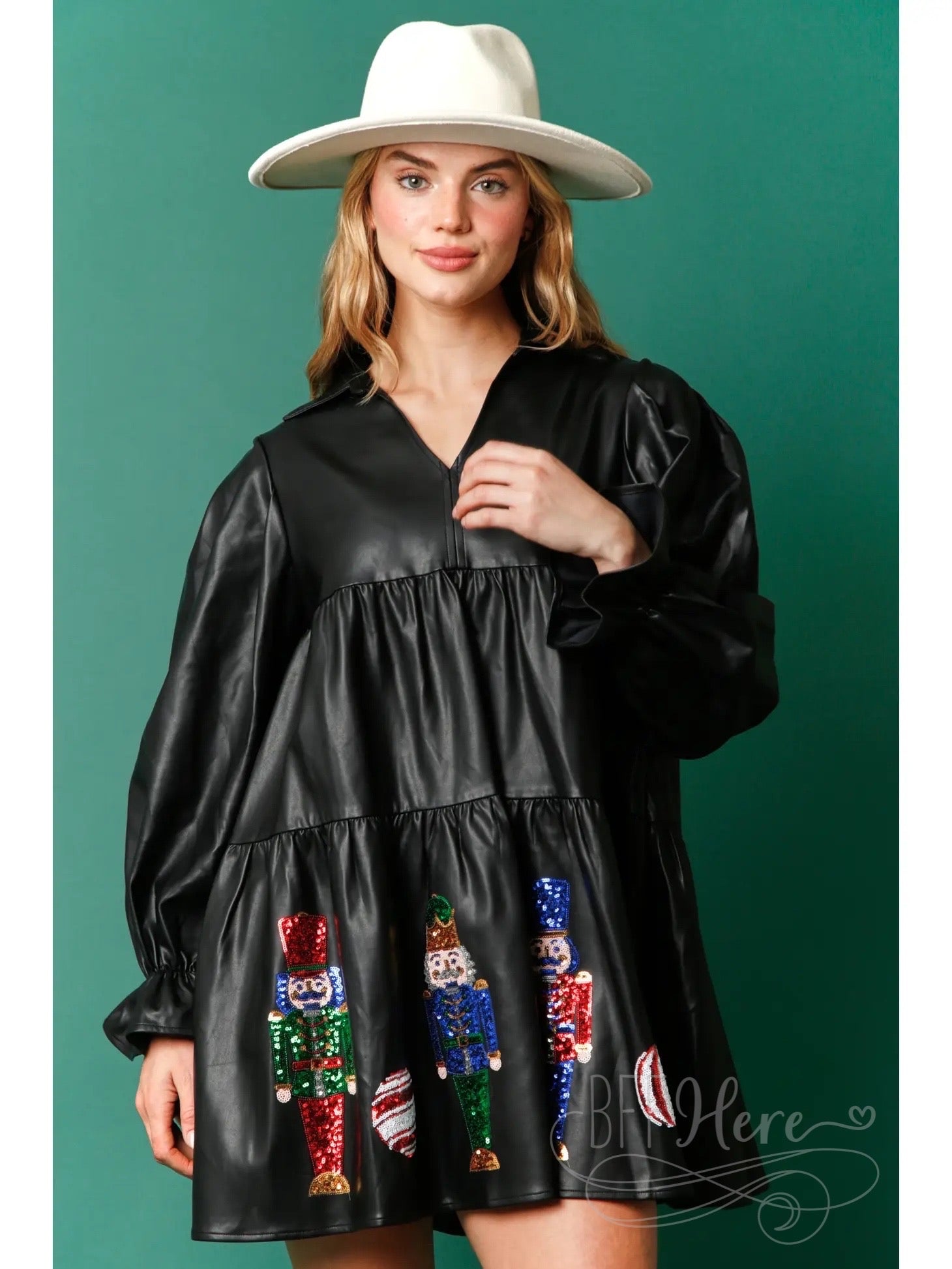 Festive Fantasy: Nutcracker & Ornaments Holiday Mini Dress / Choice of Color - BFF Here