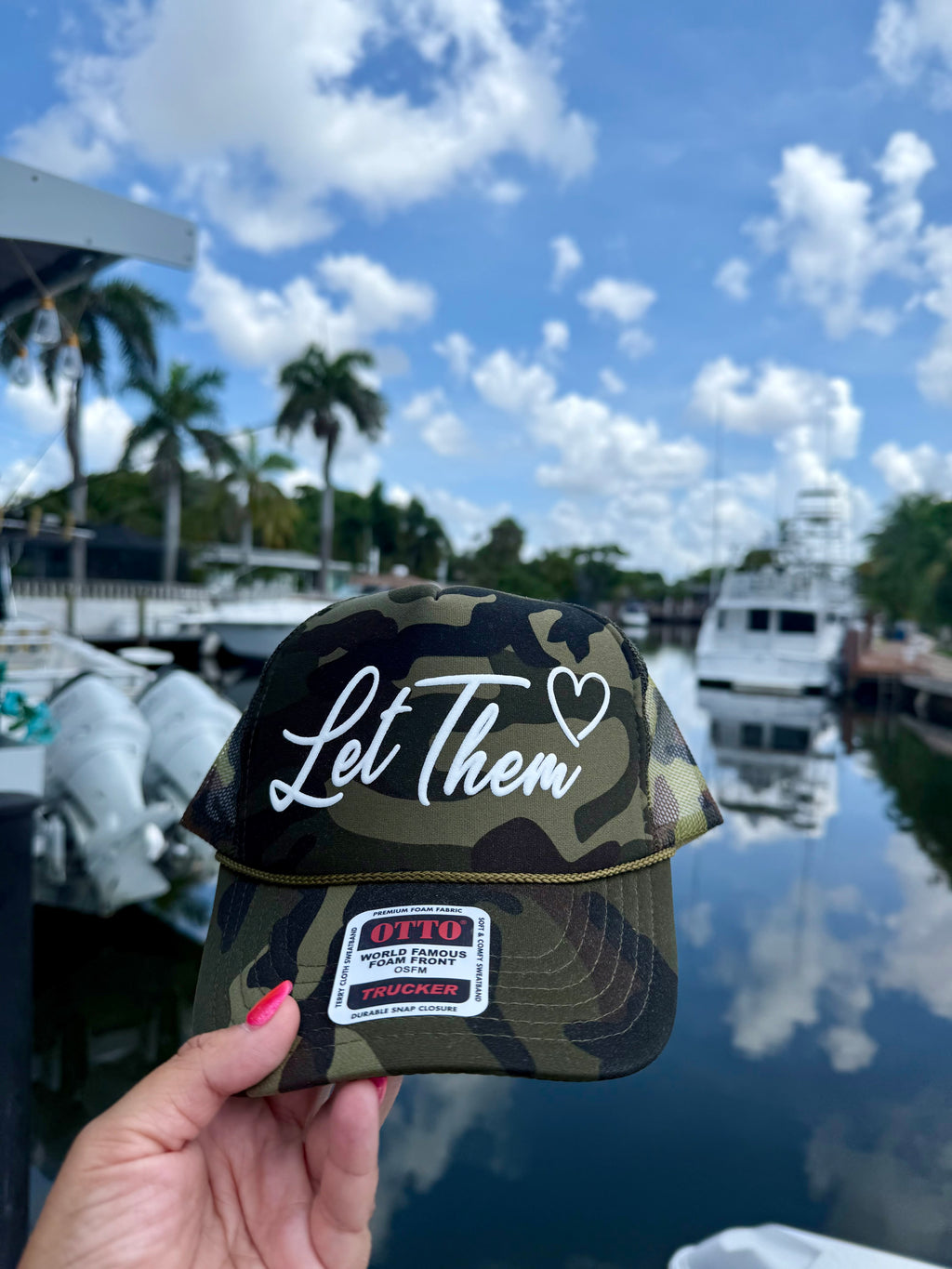Let Them Puff Camo Trucker Hat - BFF Here
