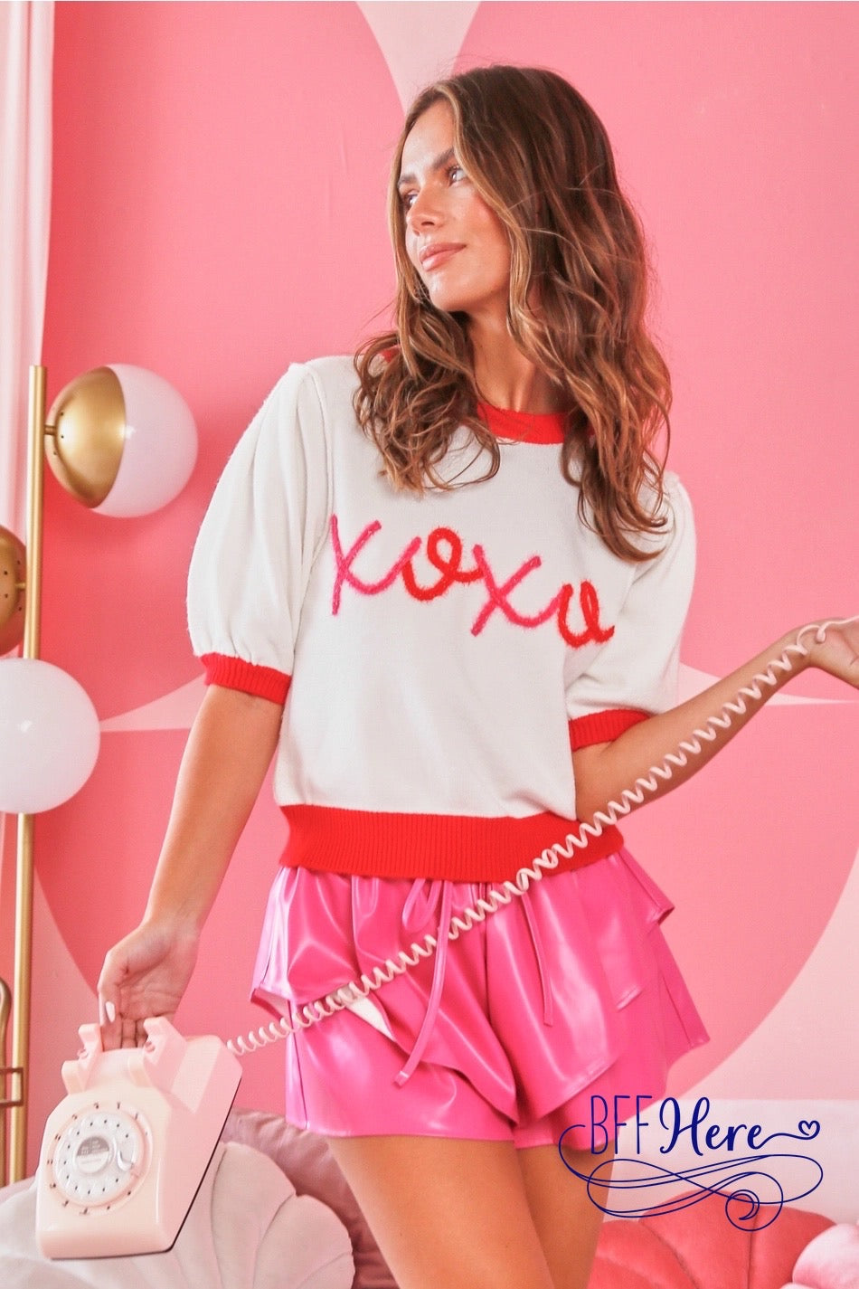 Chic Hugs & Kisses: Color Block XOXO Lurex Embroidery Sweater - BFF Here