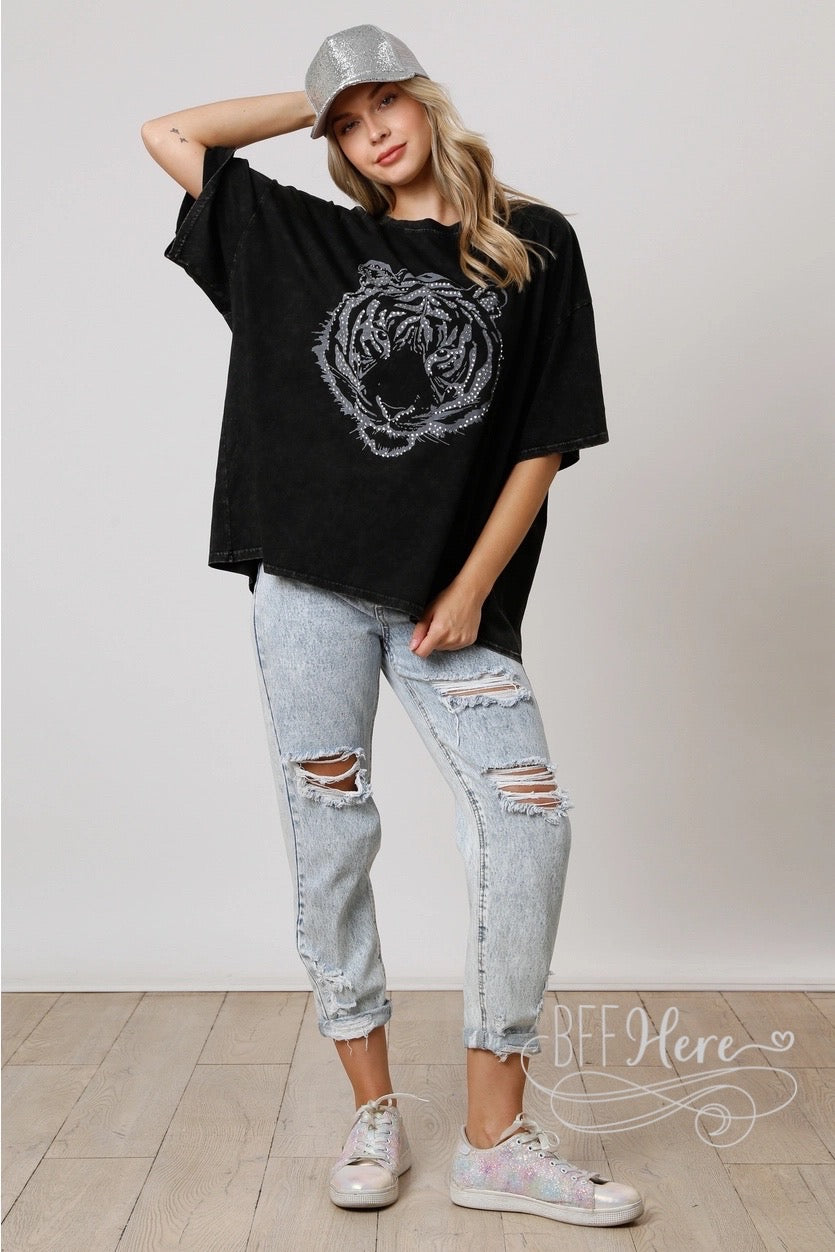 Fierce Feline: Tiger Face Loose Fit Top / (Ships Middle of January) - BFF Here