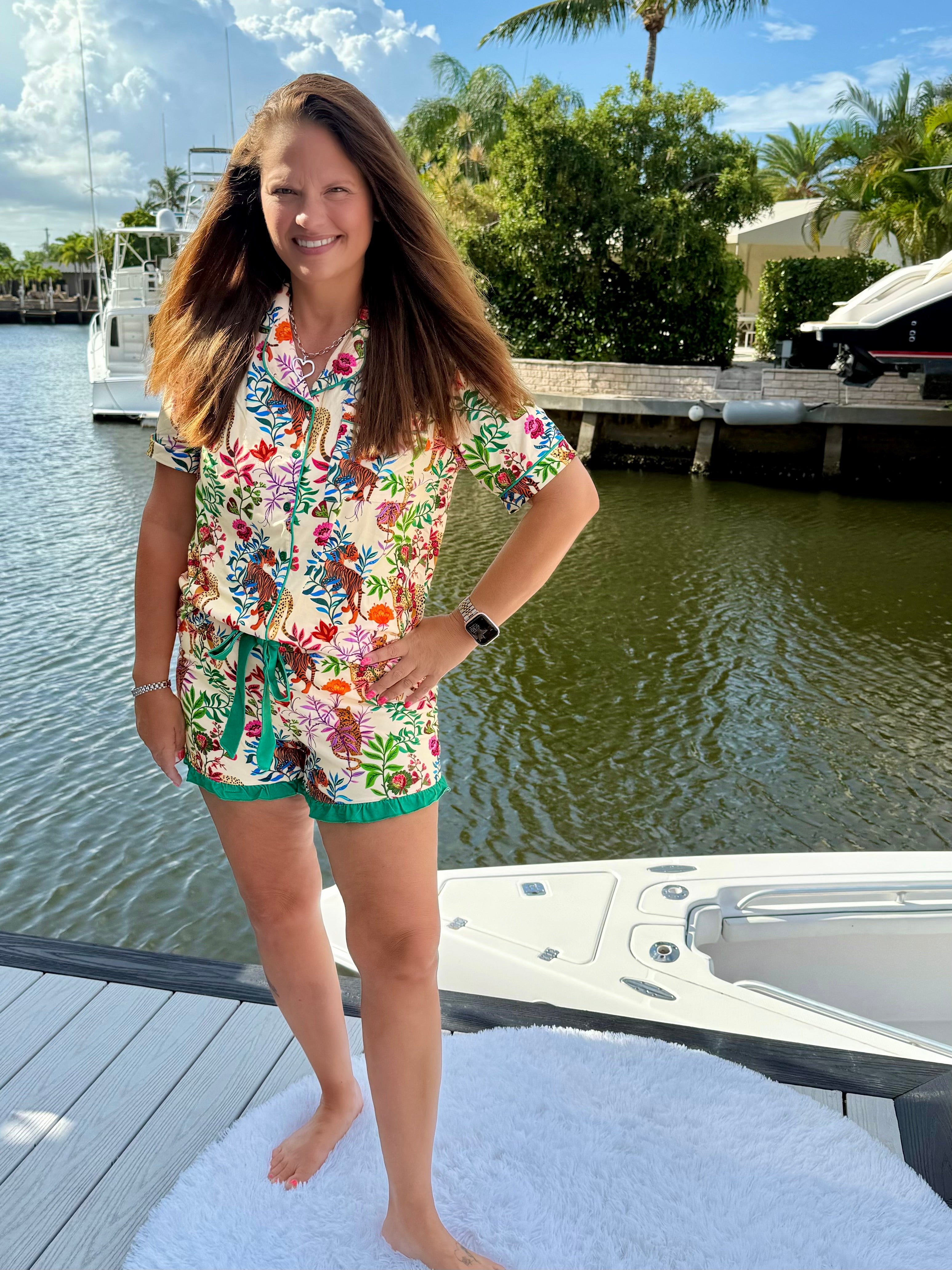 Jungle Oasis Short Sleeve Ruffle Pajama Set by Jess Lea - BFF Here