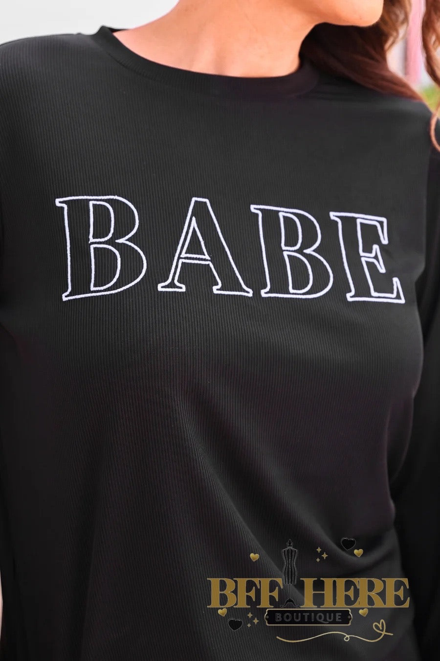 Babe Embroidered Ribbed Set by Jess Lea - BFF Here