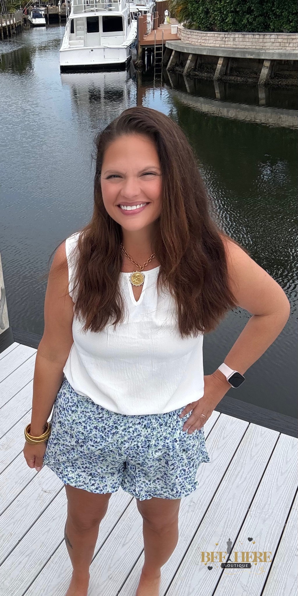 Sunny Strolls High Waisted Shorts / Blue Floral by Jess Lea - BFF Here