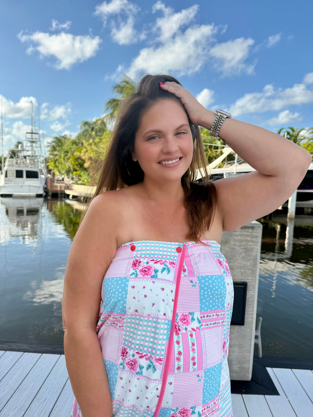 Almost Ready Ribbed Bath Wrap by Jess Lea / Pink Heirloom Patchwork - BFF Here