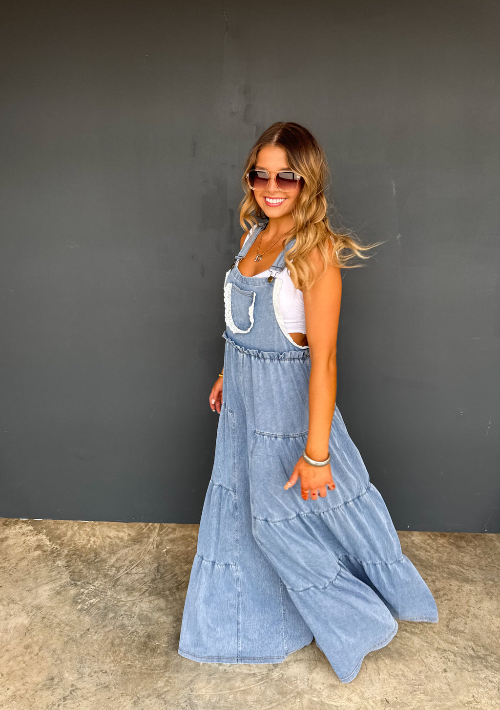 PREORDER-  BOHO & LACE DENIM OVERALLS - BFF Here