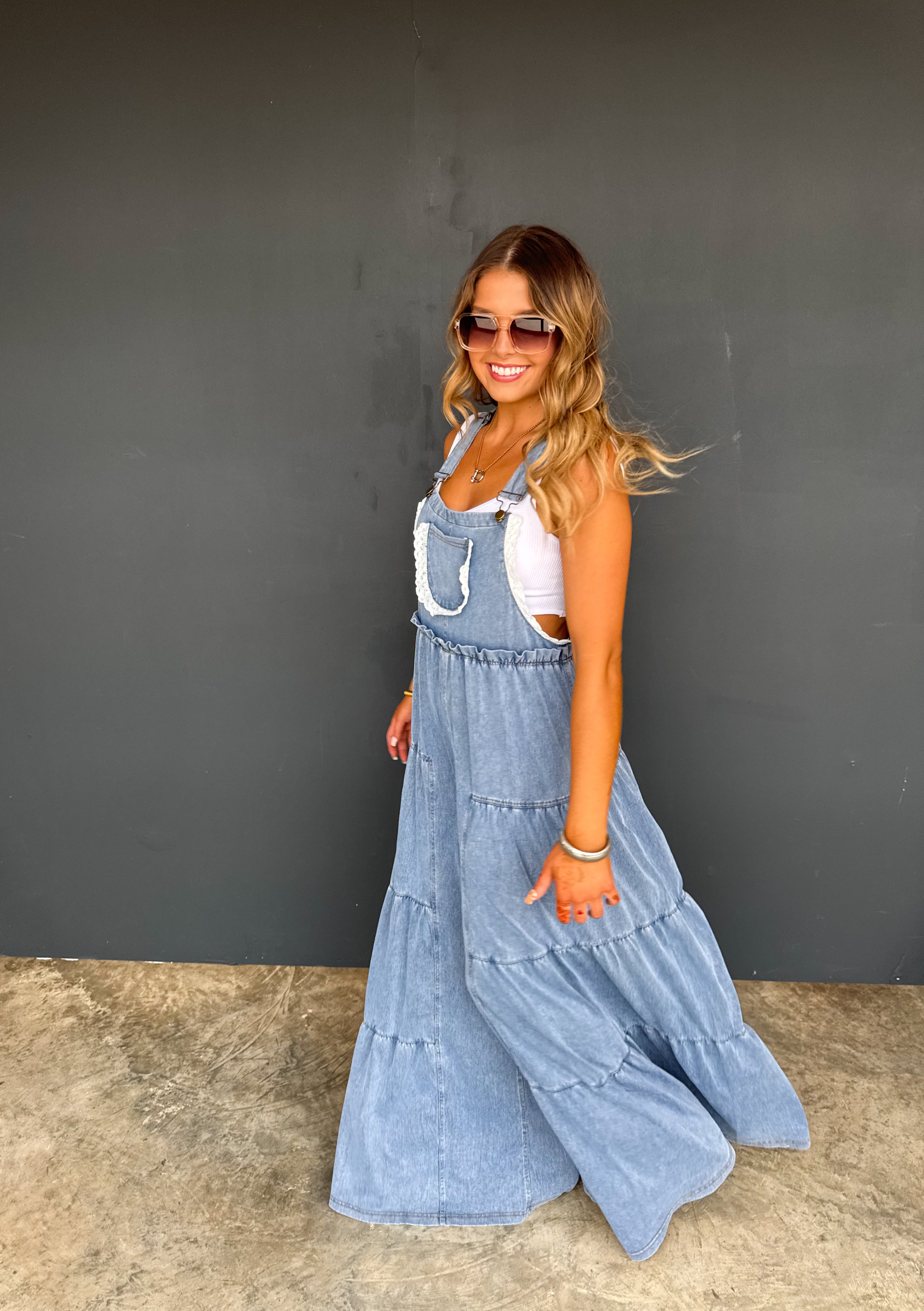 PREORDER-  BOHO & LACE DENIM OVERALLS - BFF Here