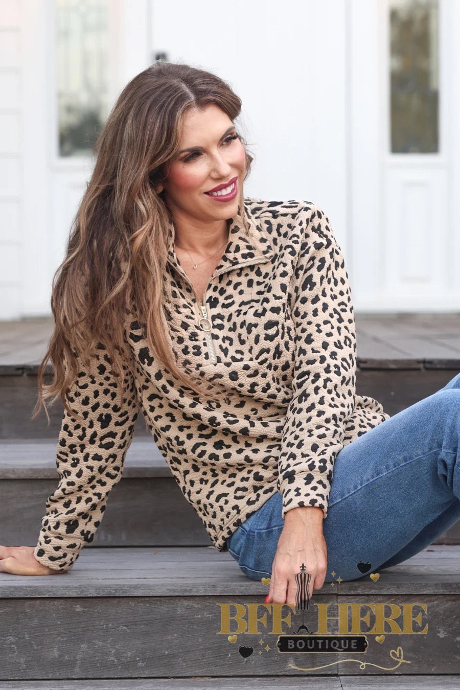 Landon Leopard Quarter Zip by Jess Lea - BFF Here