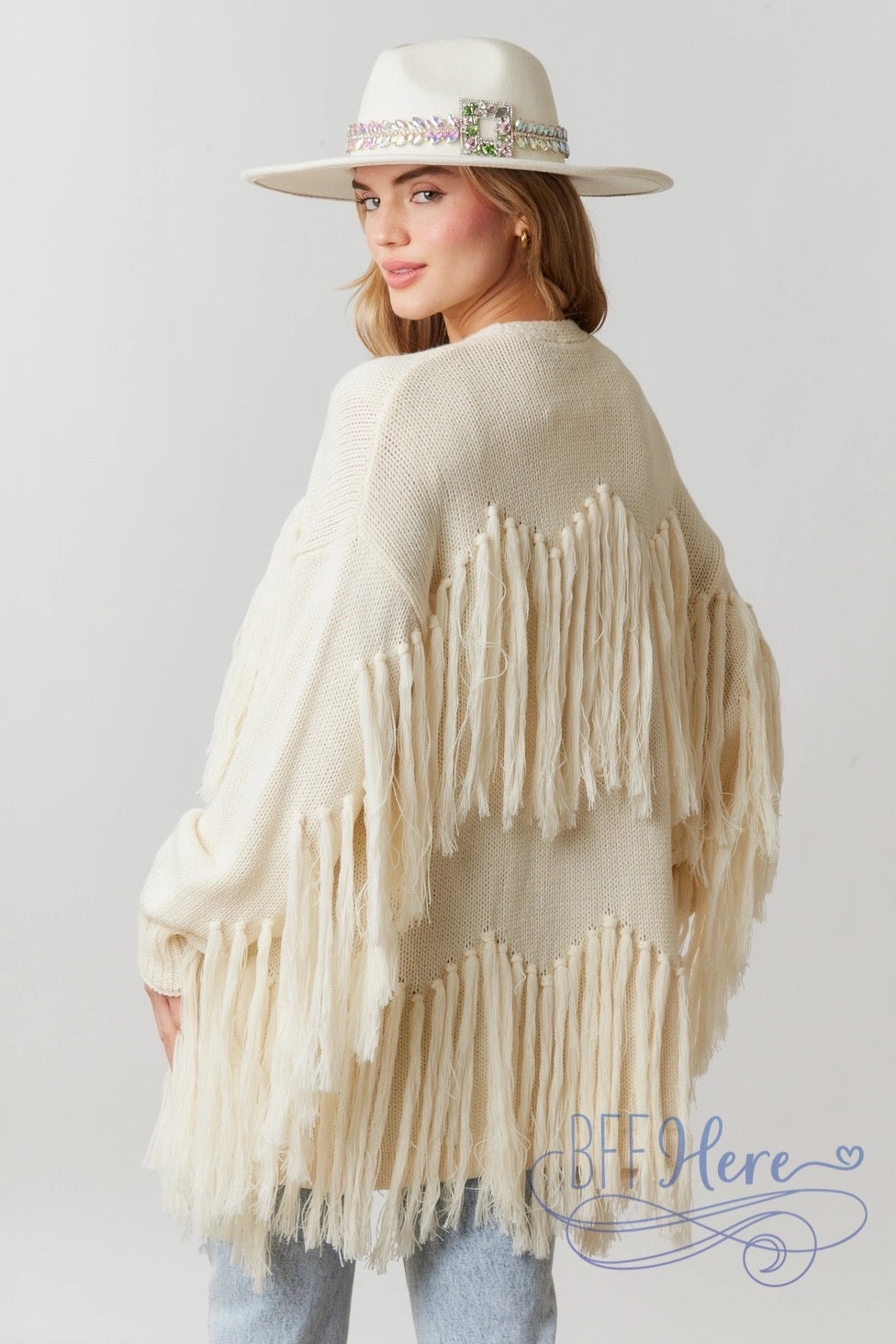 Colorful Cascade: The Fringe Cardigan / Choice of Color - BFF Here