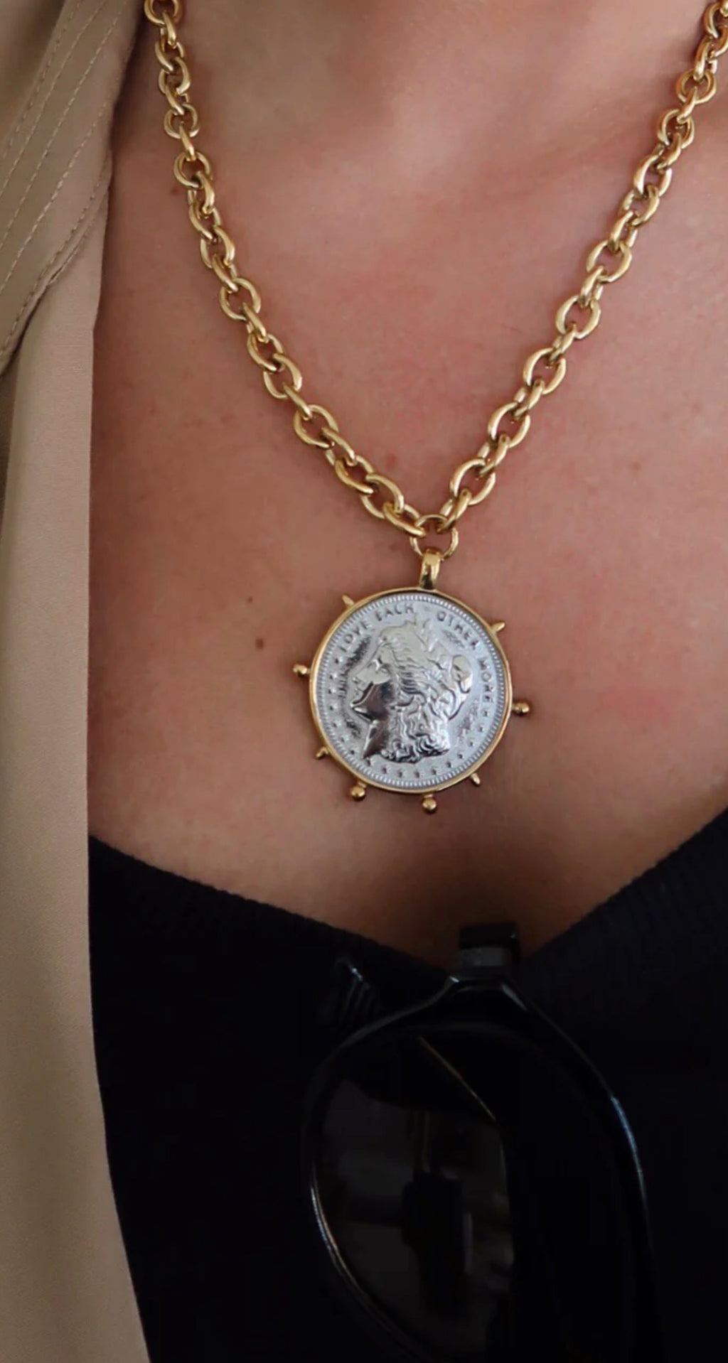 Two Toned Coin Necklace by Chansutt Pearls (Ships 2-3 weeks) - BFF Here