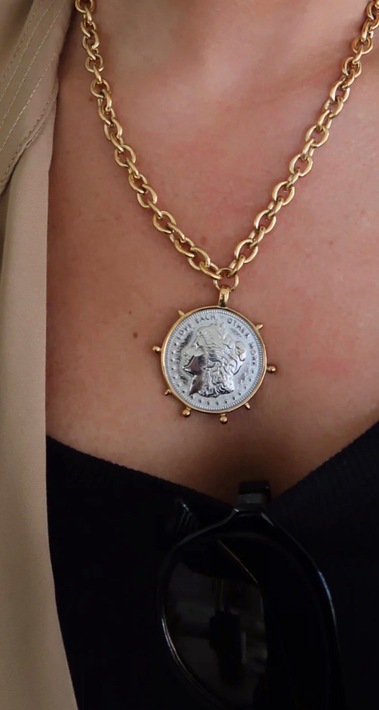 Two Toned Coin Necklace by Chansutt Pearls (Ships 2-3 weeks) - BFF Here