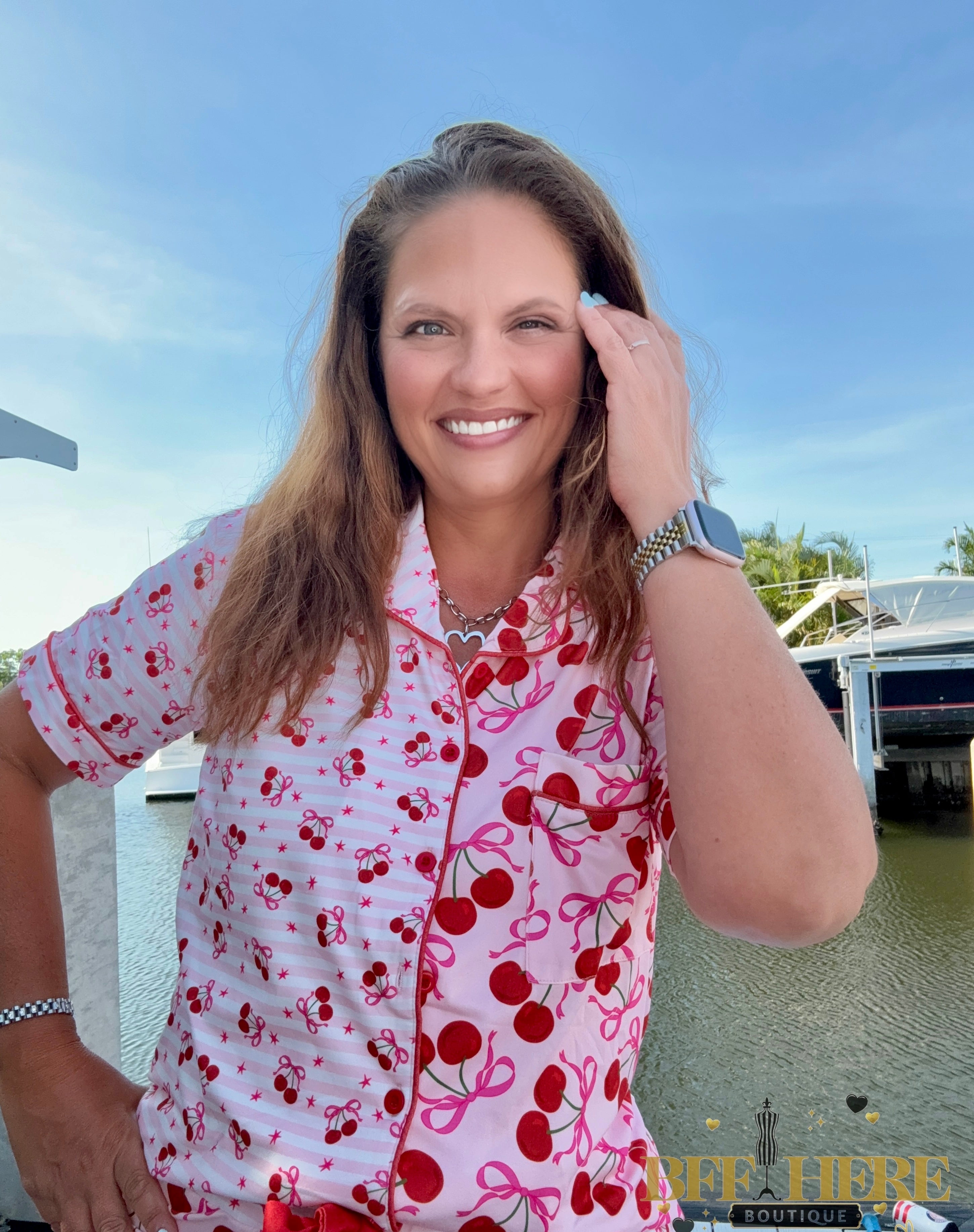 Cherry Bomb Ruffle Pajama Set by Jess Lea - BFF Here