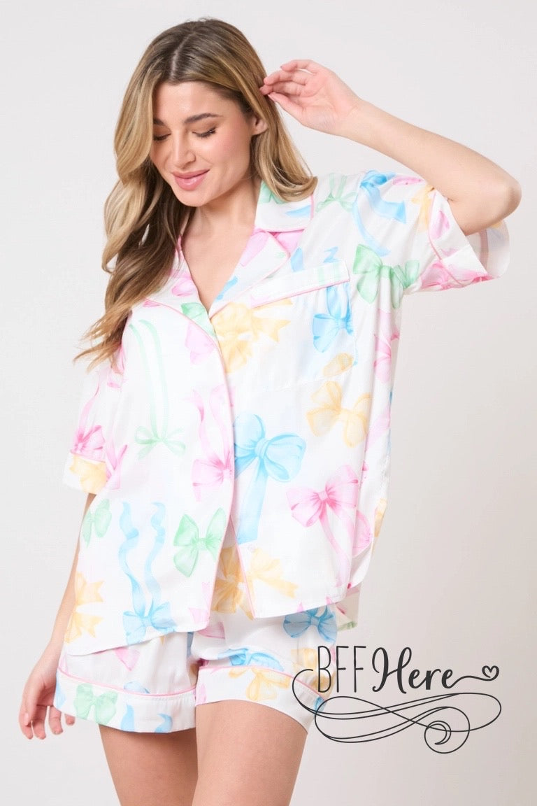 PREORDER:  Rainbow Ribbons Pajama Party Shirt: Dream in Color! (Ships End of May) - BFF Here