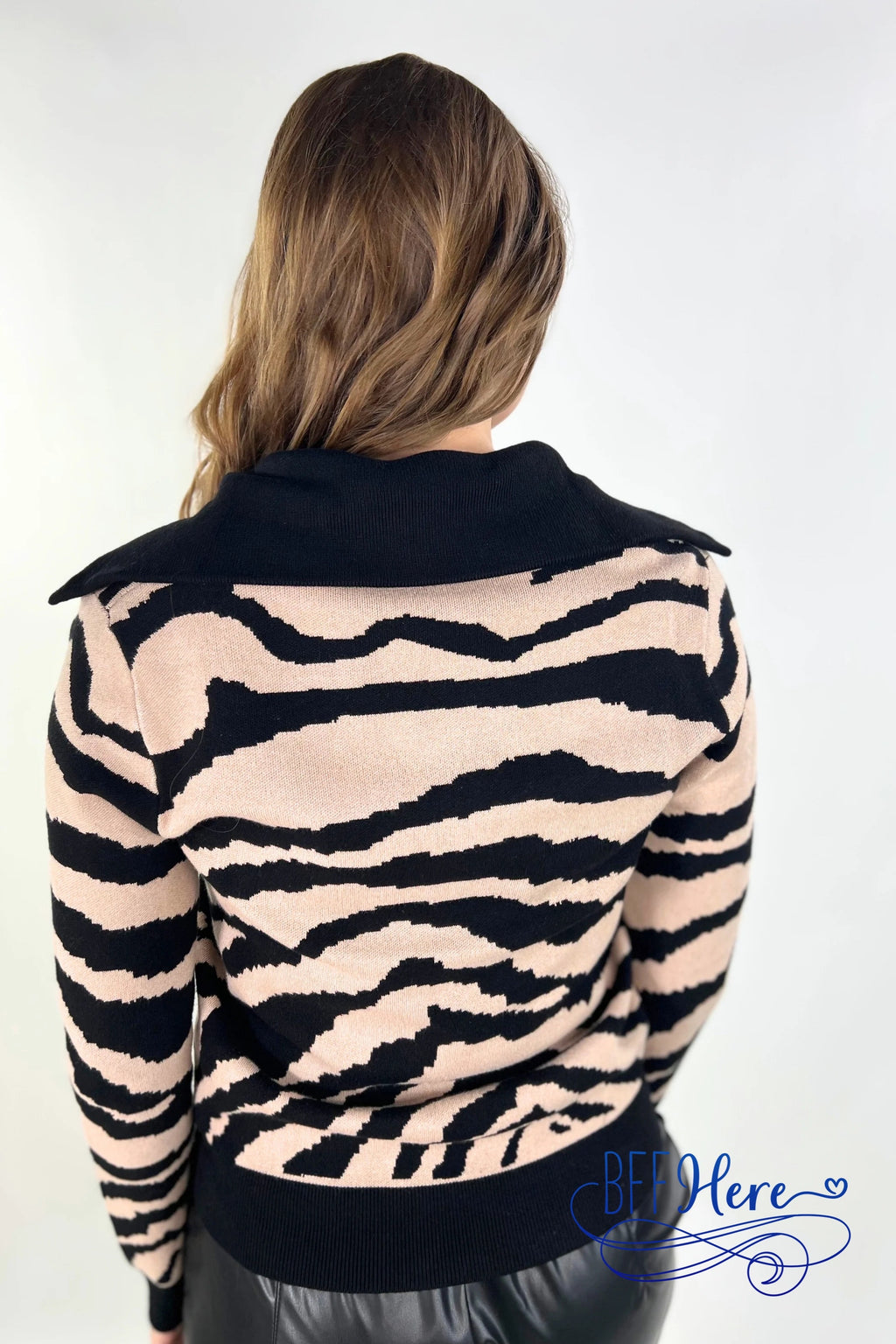 Zuri Zebra Quarter Zip Pullover - BFF Here
