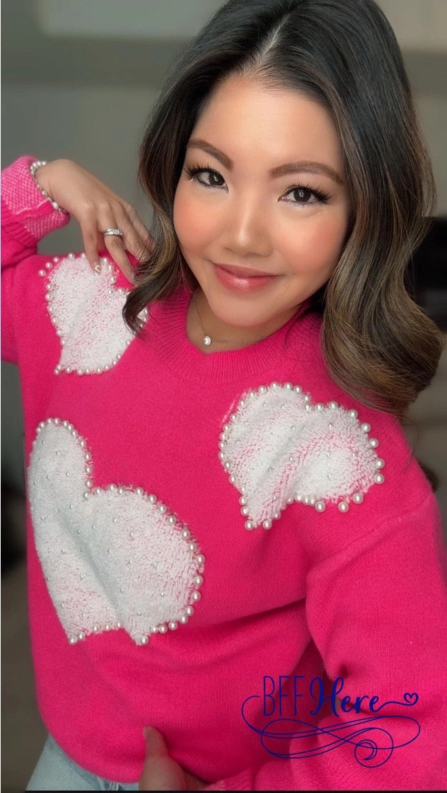 Radiant Romance: Pearl Heart Sweater - BFF Here
