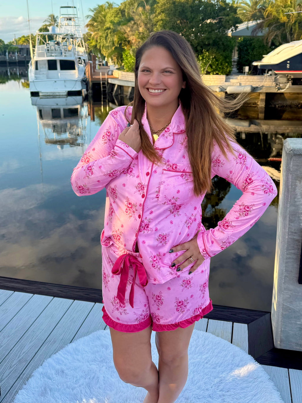 Blushing Blooms Ruffle Pajama Set by Jess Lea - BFF Here