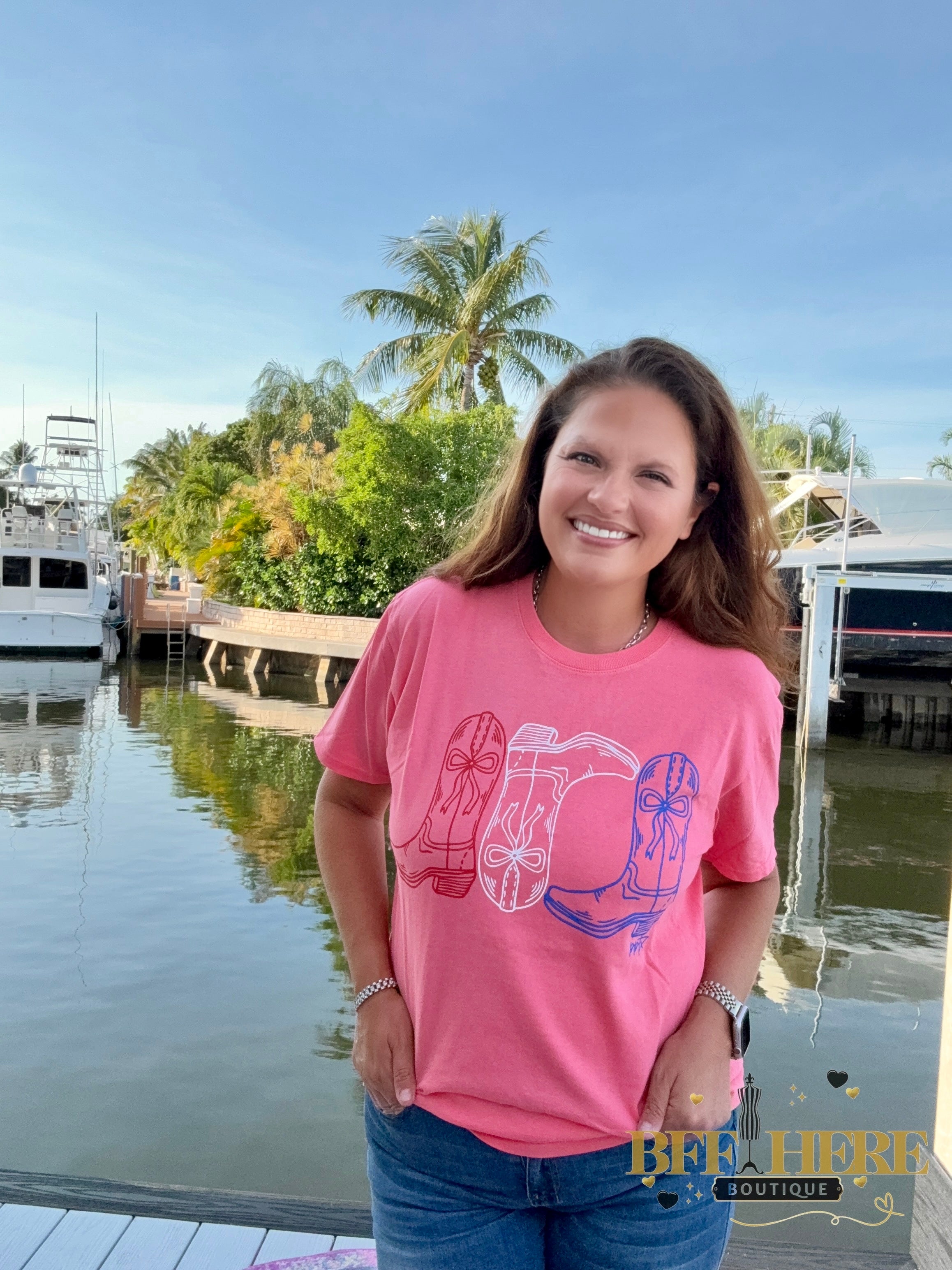 Red, White & Boots Tee - BFF Here