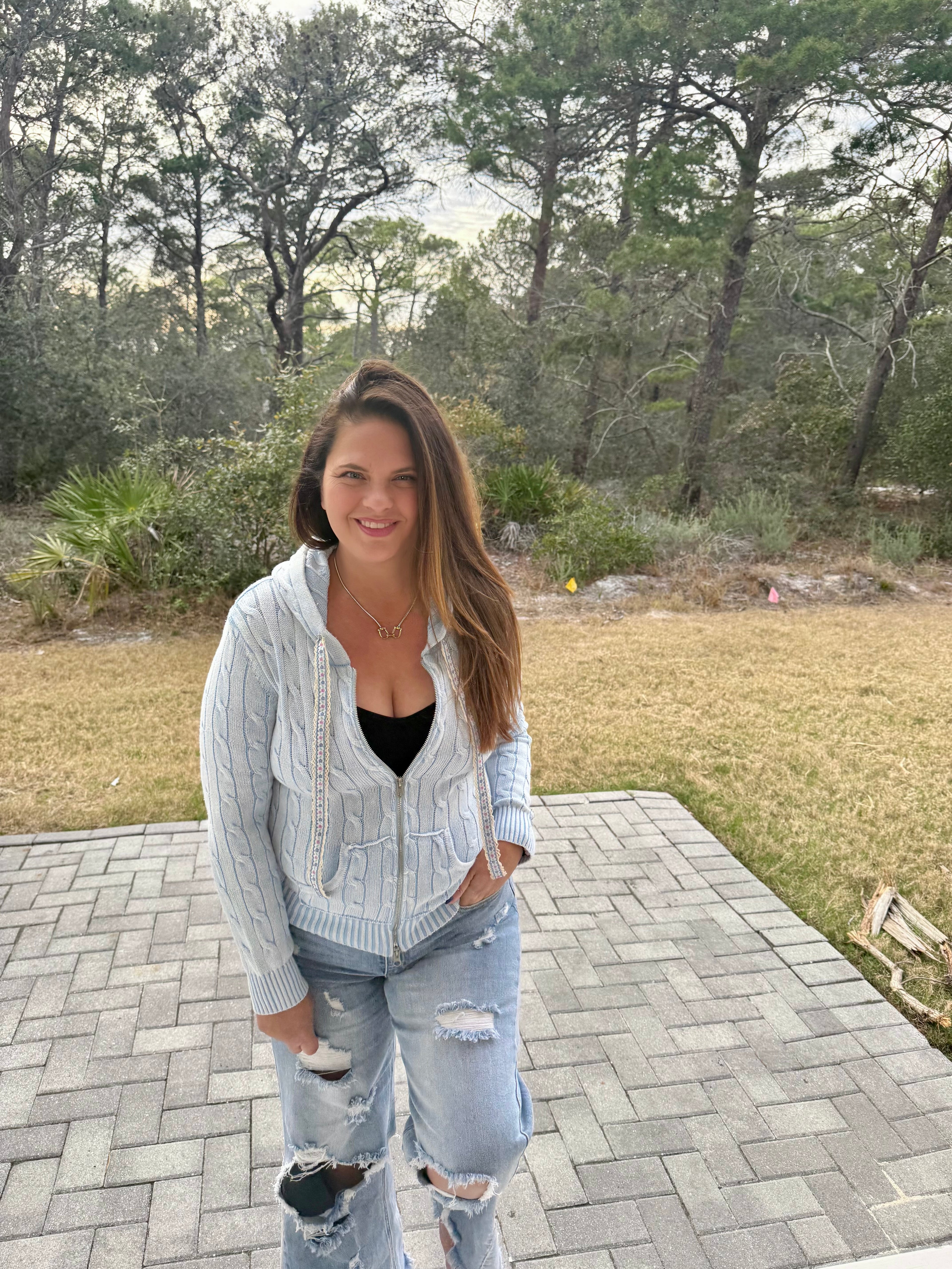 Full Sleeve Solid Acrylic Sweater Hoodie Zip Up Knit Top by POL (Ships 2-3 weeks) - BFF Here