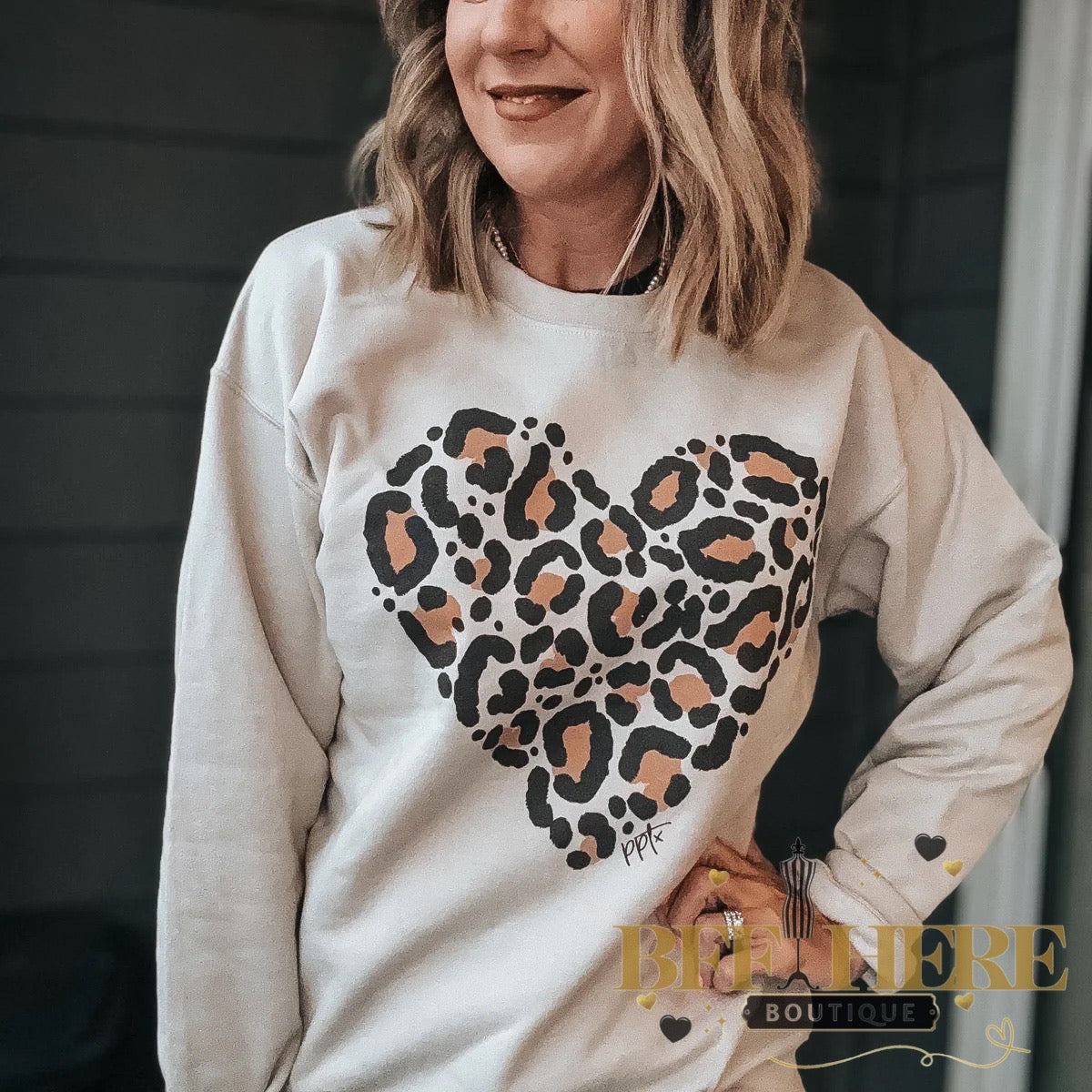 Leopard Heart Sweatshirt - BFF Here