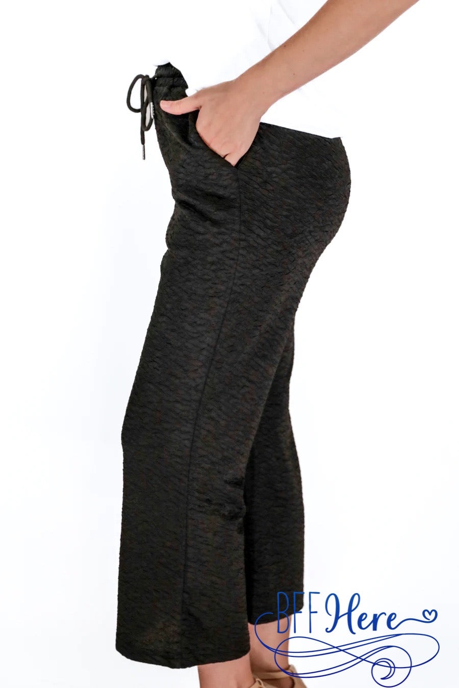 Time To Travel Textured Pants - BFF Here