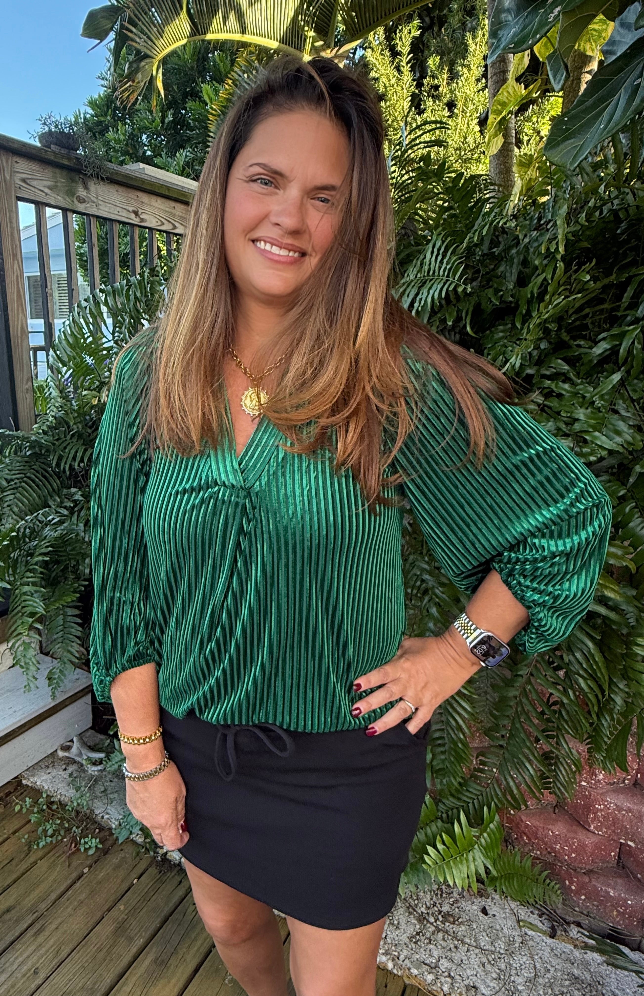 Ivy Velvet Textured Top by Jess Lea / Green - BFF Here