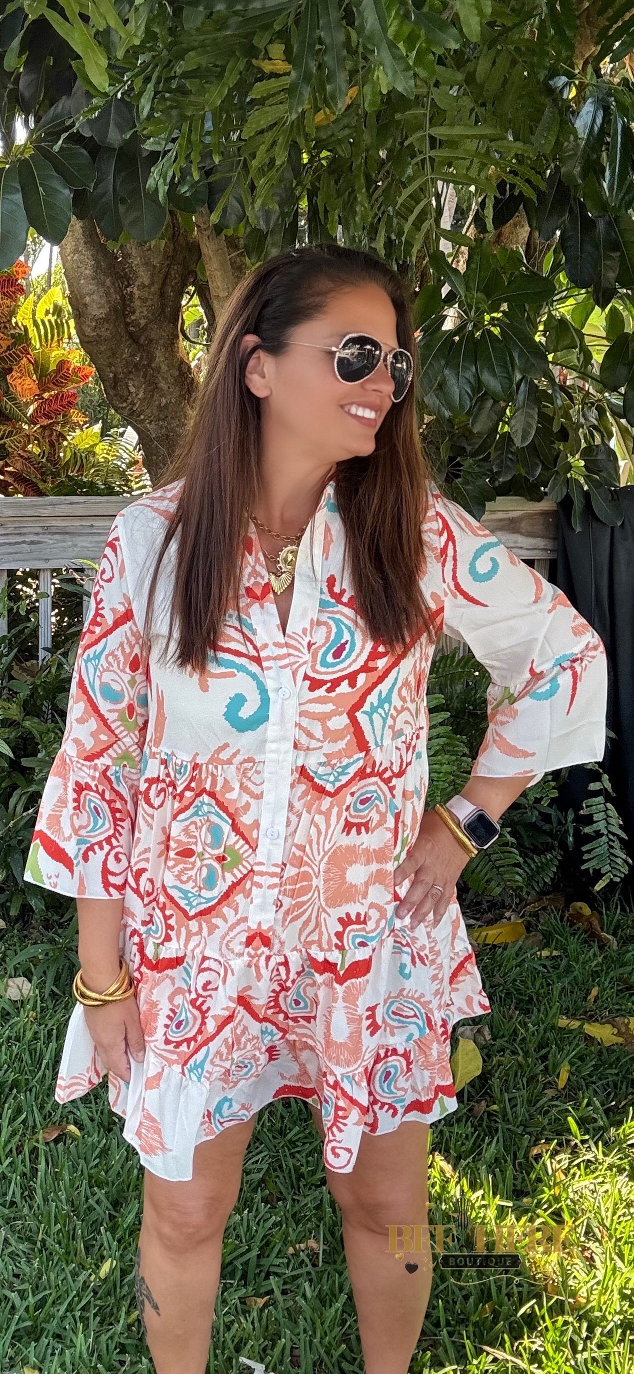 Sunset Swirl Button Dress - BFF Here