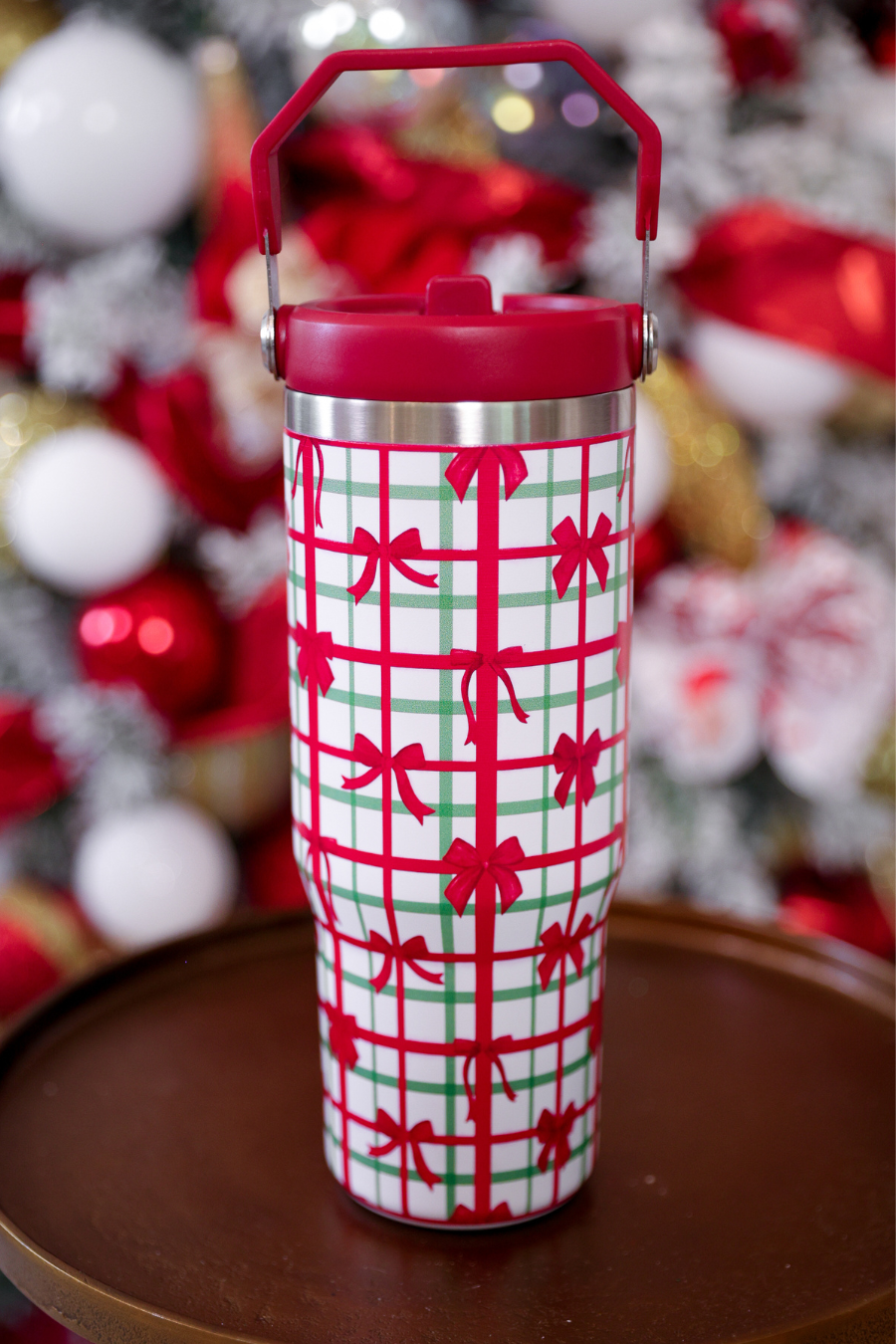 PREORDER: Merry Little Bow Plaid Travel Tumbler by Jess Lea (ETA: End of October) - BFF Here