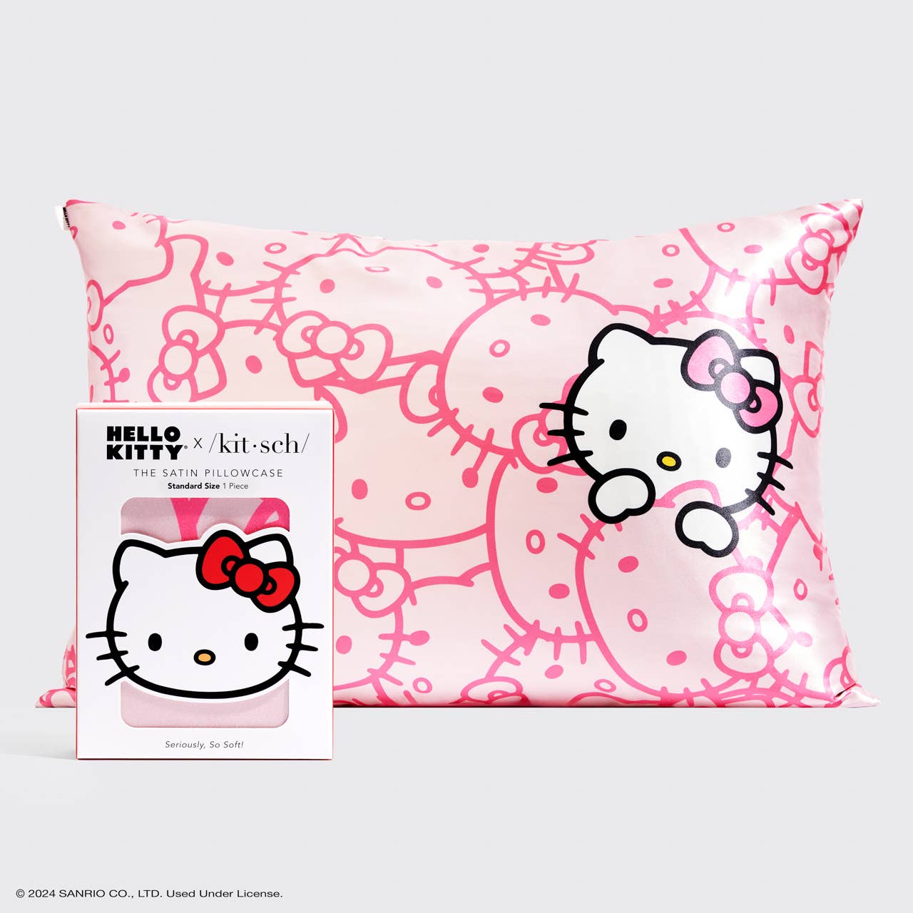 Hello Kitty x Kitsch Pillowcase Standard - Pink Kitty Faces - BFF Here