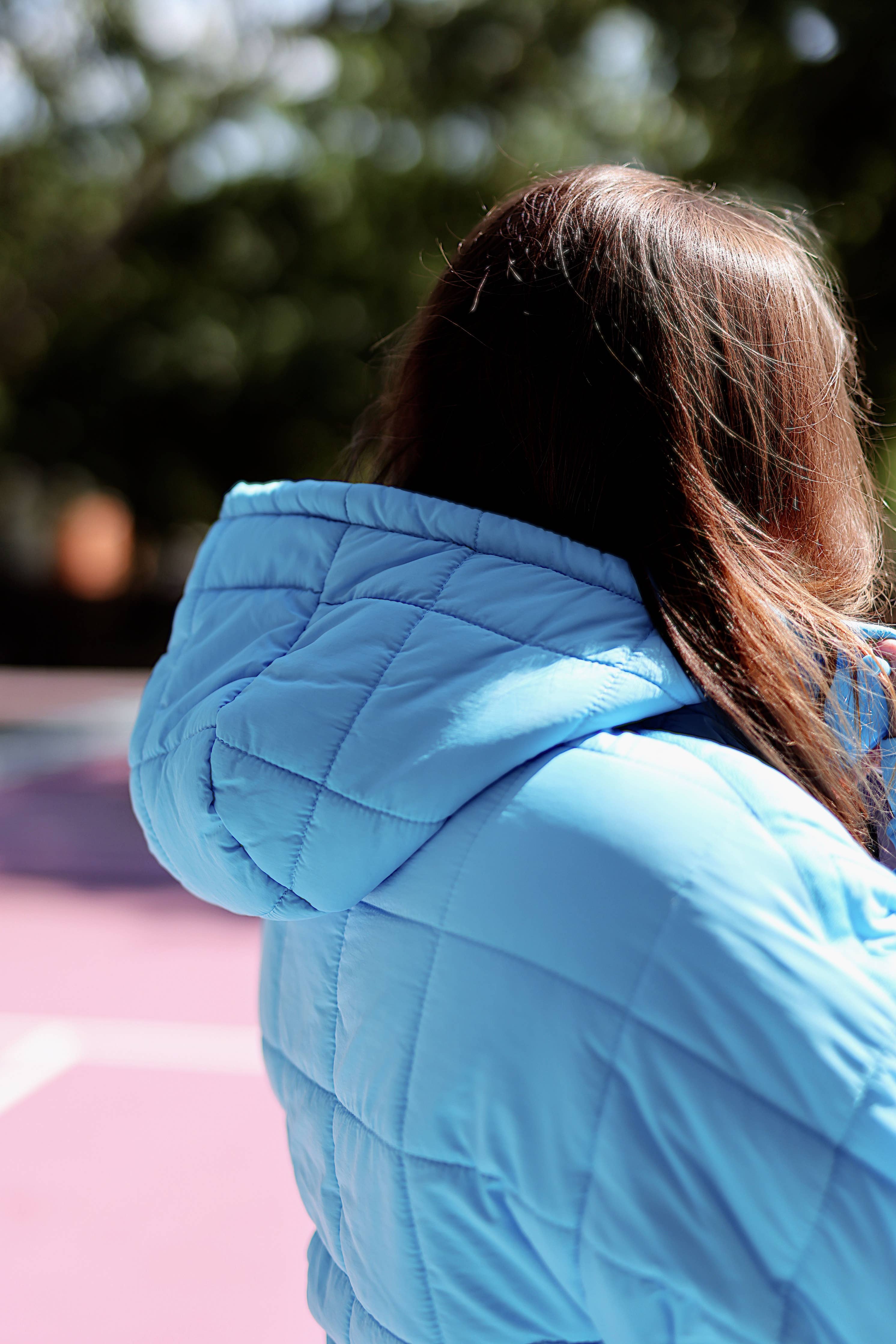 On Cloud Nine Puffer Hoodie / Cobalt/Coral by Jadelynn Brooke - BFF Here