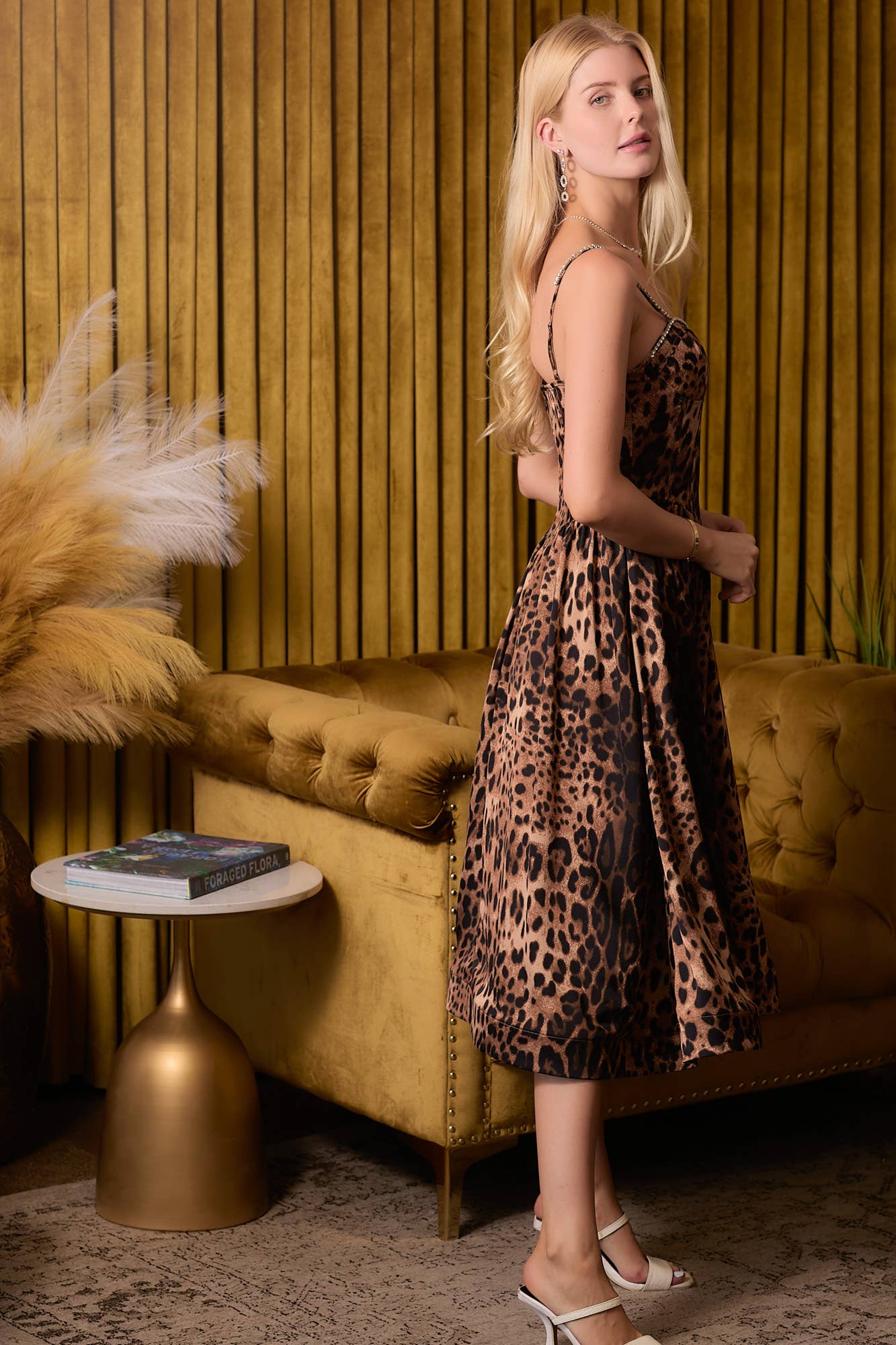 Fierce & Fabulous Leopard Rhinestone Midi Dress - BFF Here