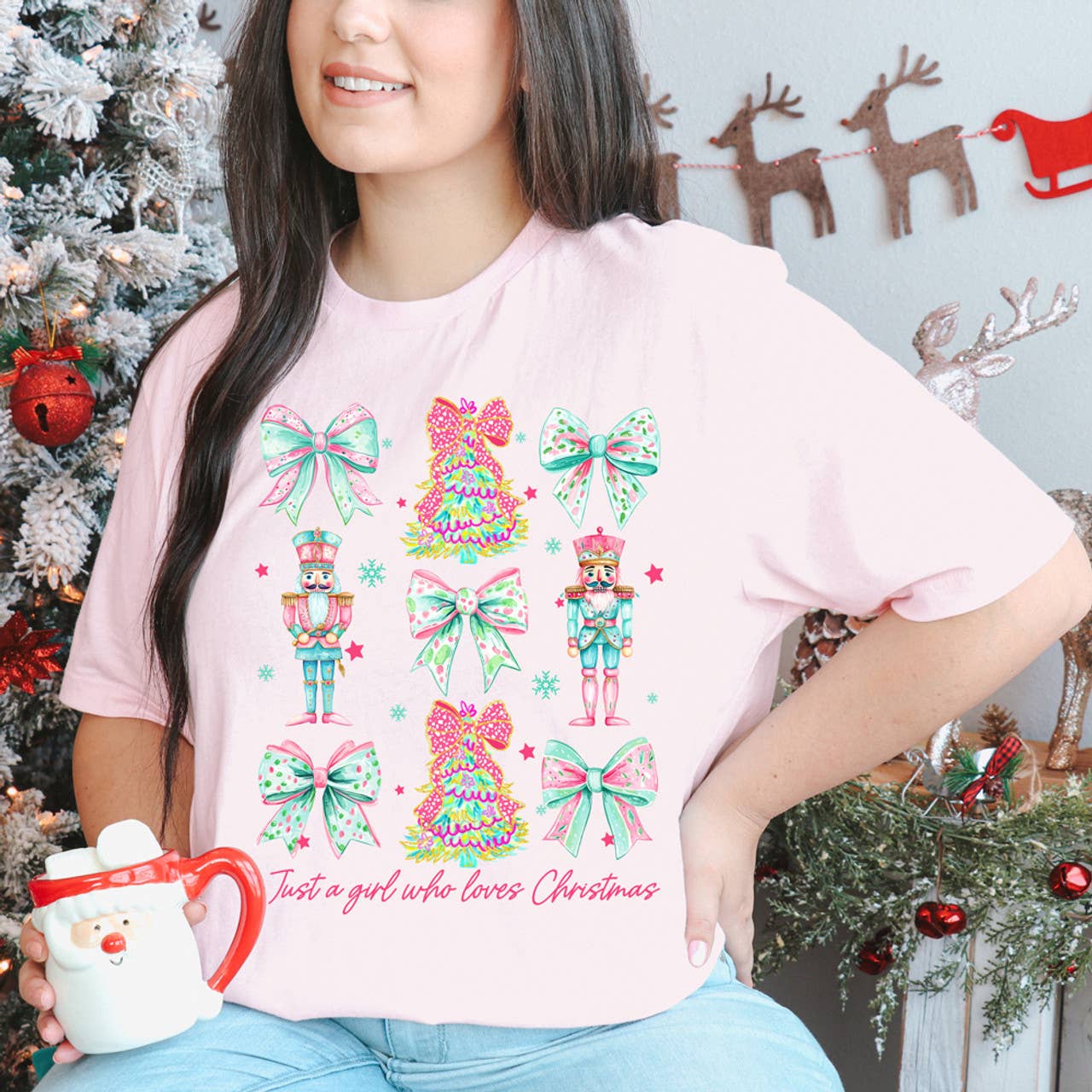 Just A Girl Who Loves Christmas Tee - BFF Here