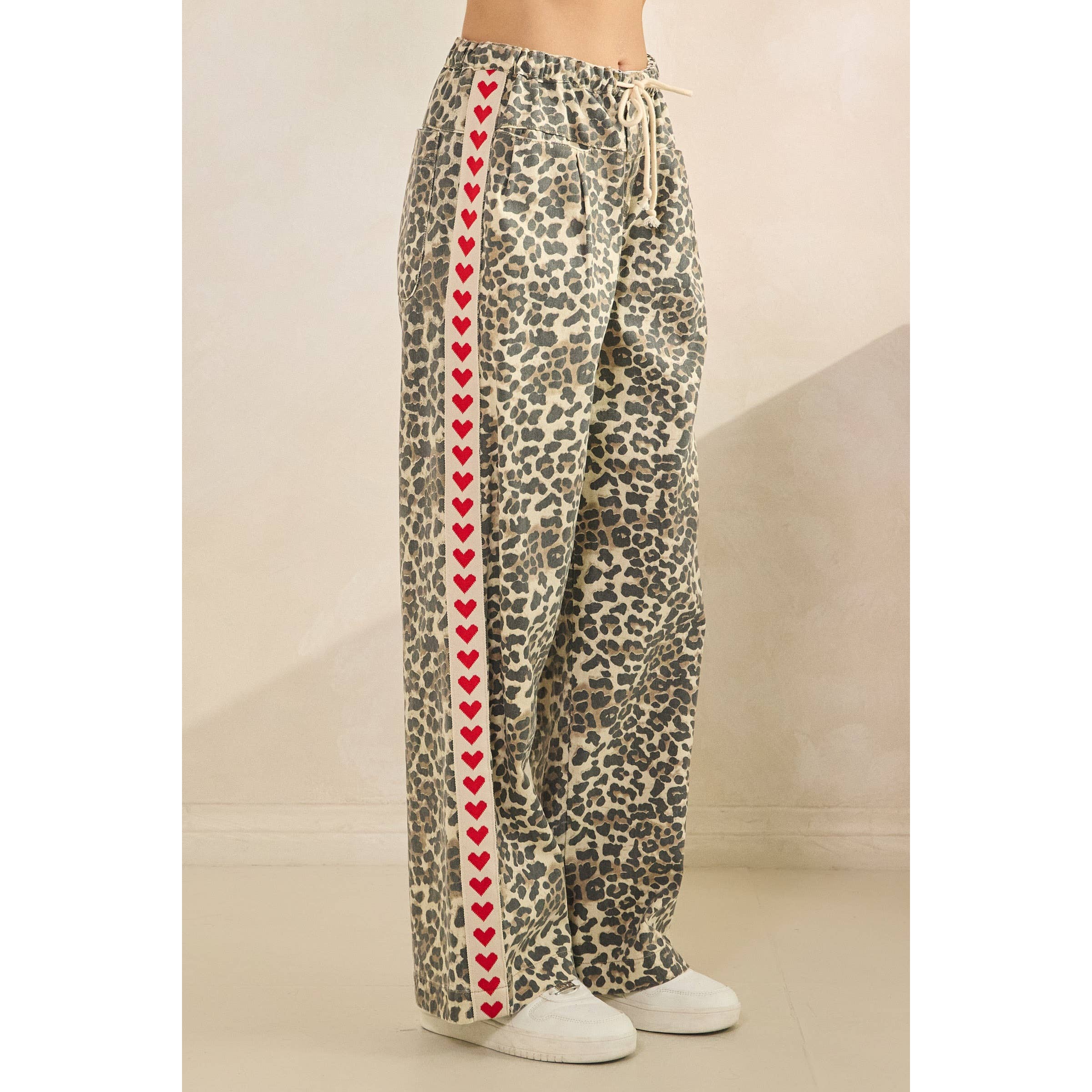 Leopard Printed Striped Wide Legged Pants - BFF Here