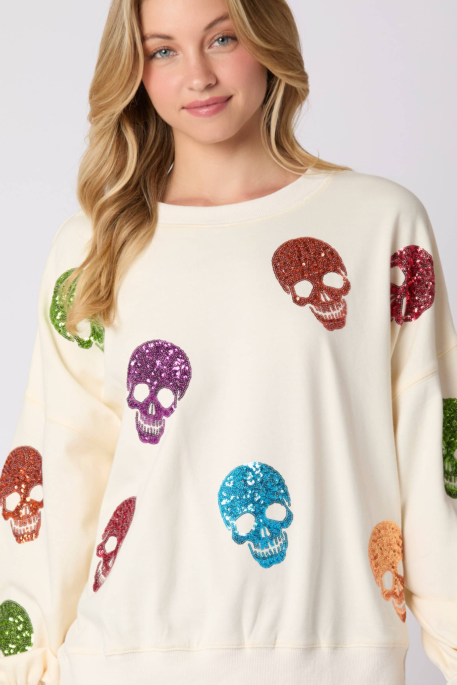 Spooky Sparkle Skull Halloween Sweatshirt - BFF Here