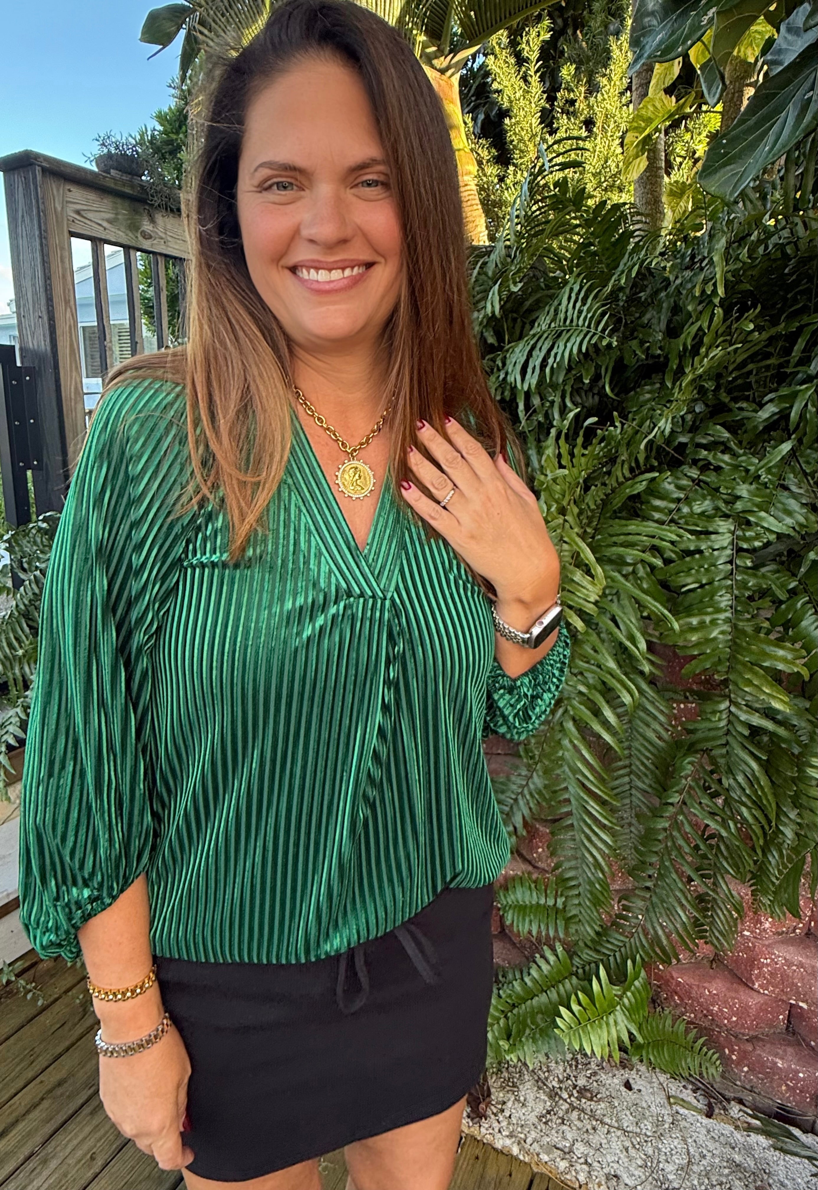 Ivy Velvet Textured Top by Jess Lea / Green - BFF Here