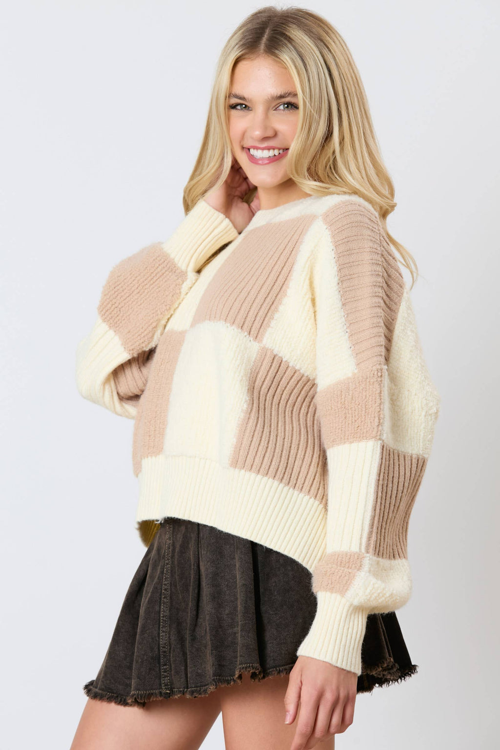 Color Block Long Sleeve Sweater Top - Preorders - BFF Here