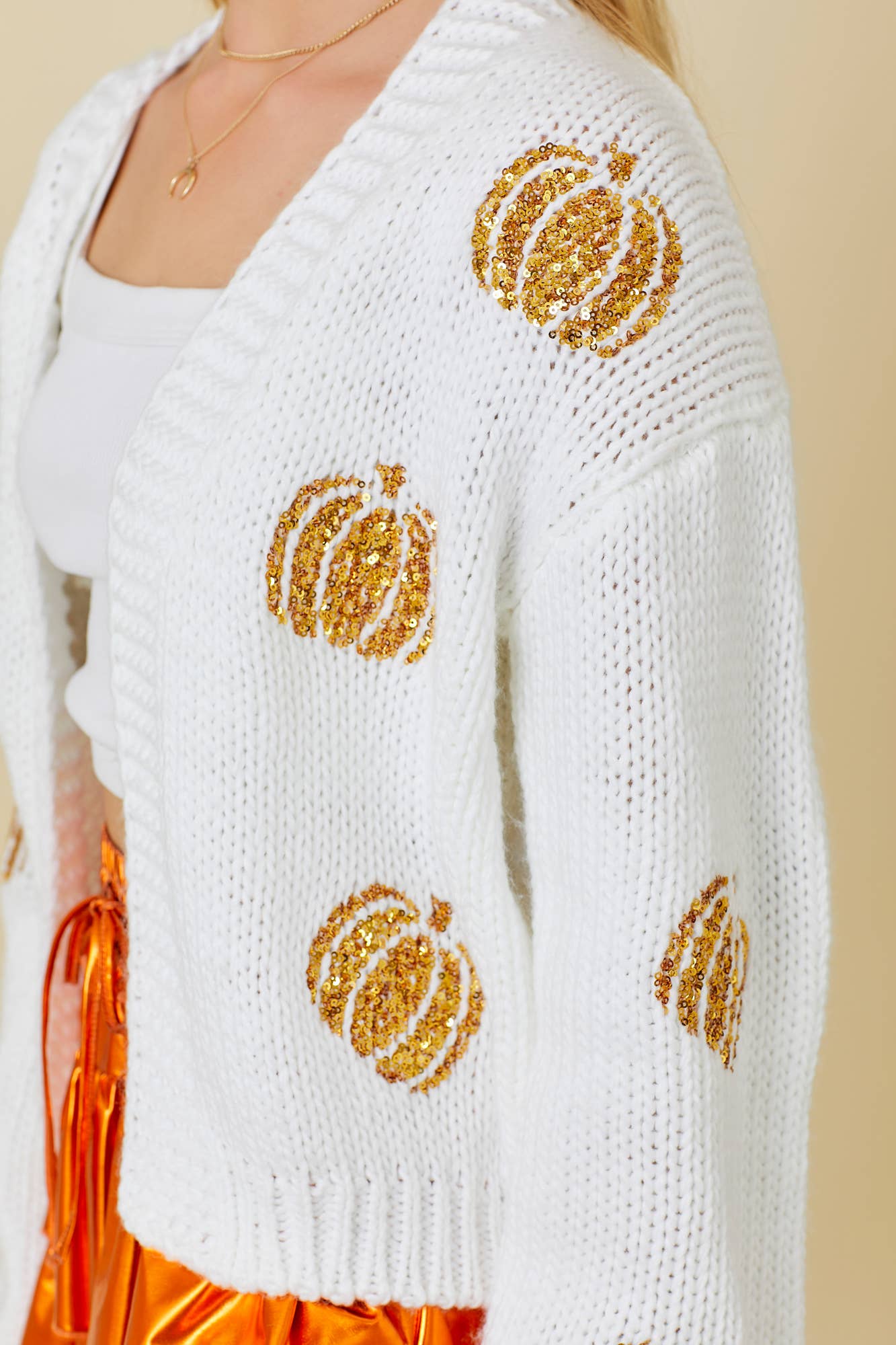 Pumpkin Spice Sequin Cardigan - BFF Here