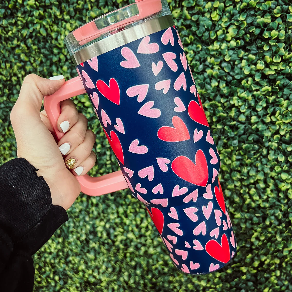 Heartful Sip: Large Heart Tumbler / Choice of Color - BFF Here