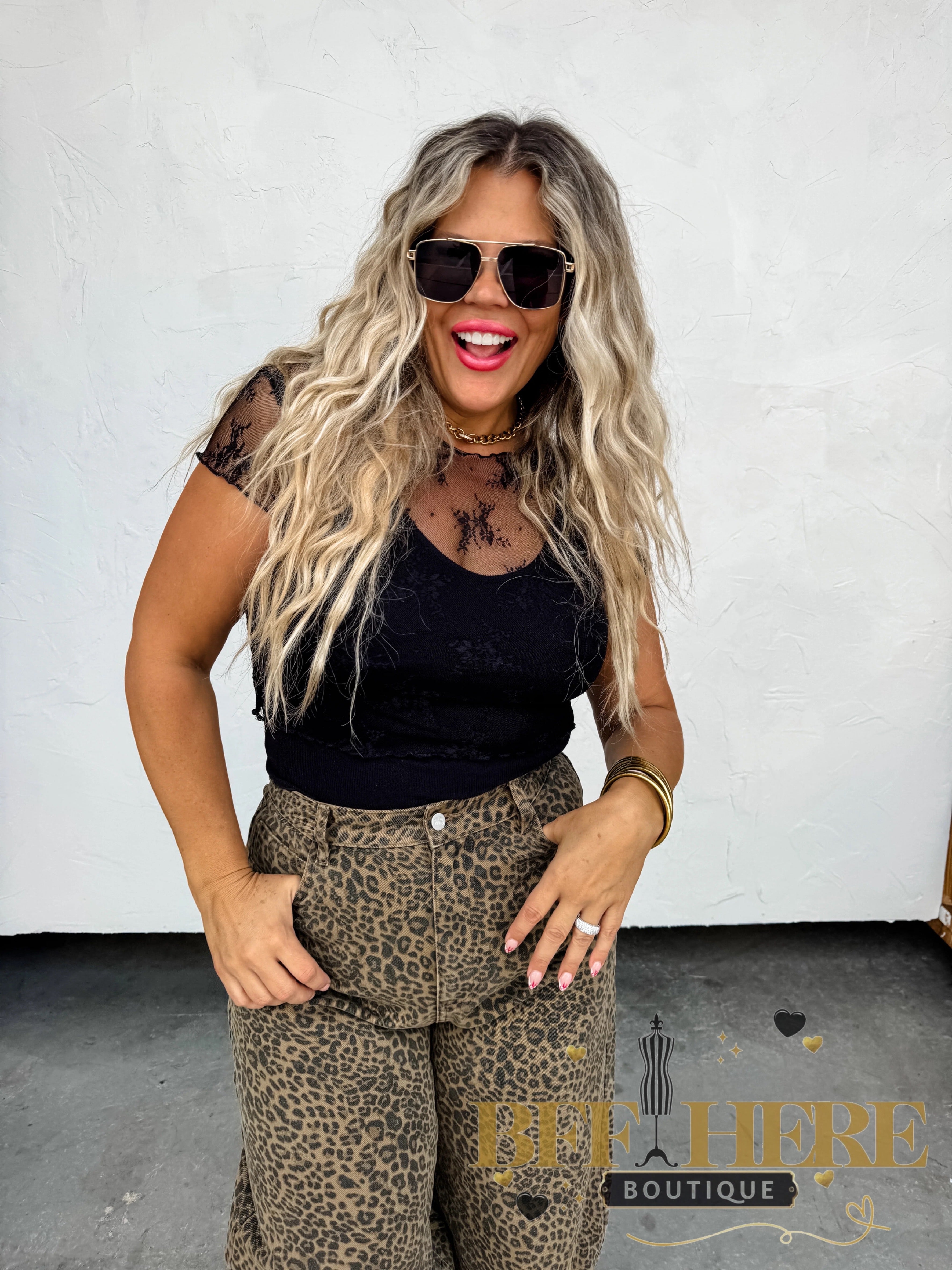 Cheetah Barrel Jeans by Blakeley - BFF Here