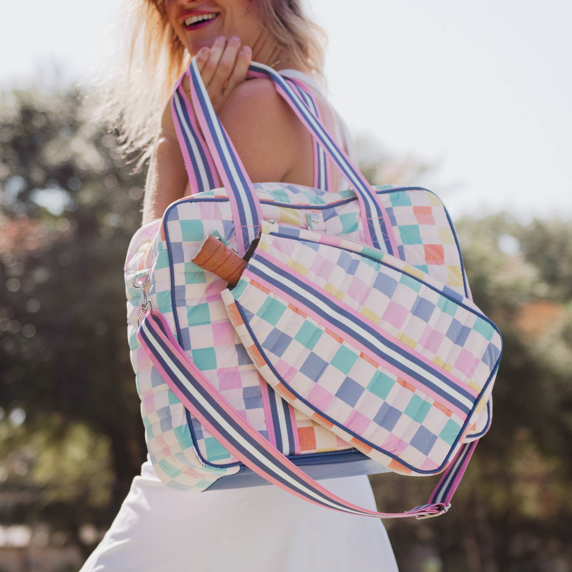 Multicolored Checker Pickleball Bag - BFF Here