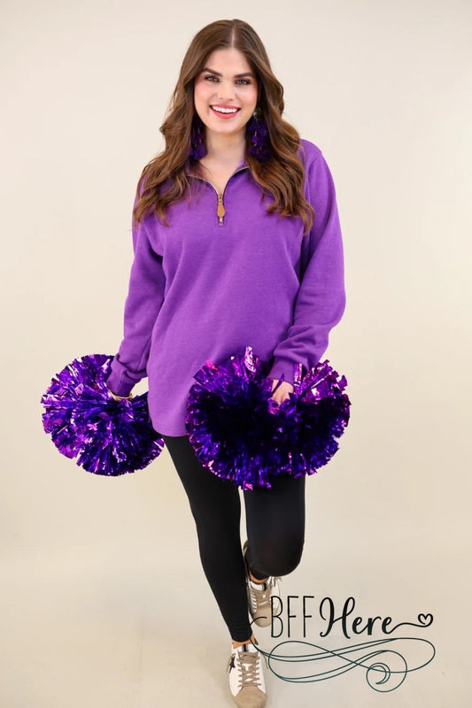 Miley Quarter Zip Pullover by Jess Lea / Purple - BFF Here