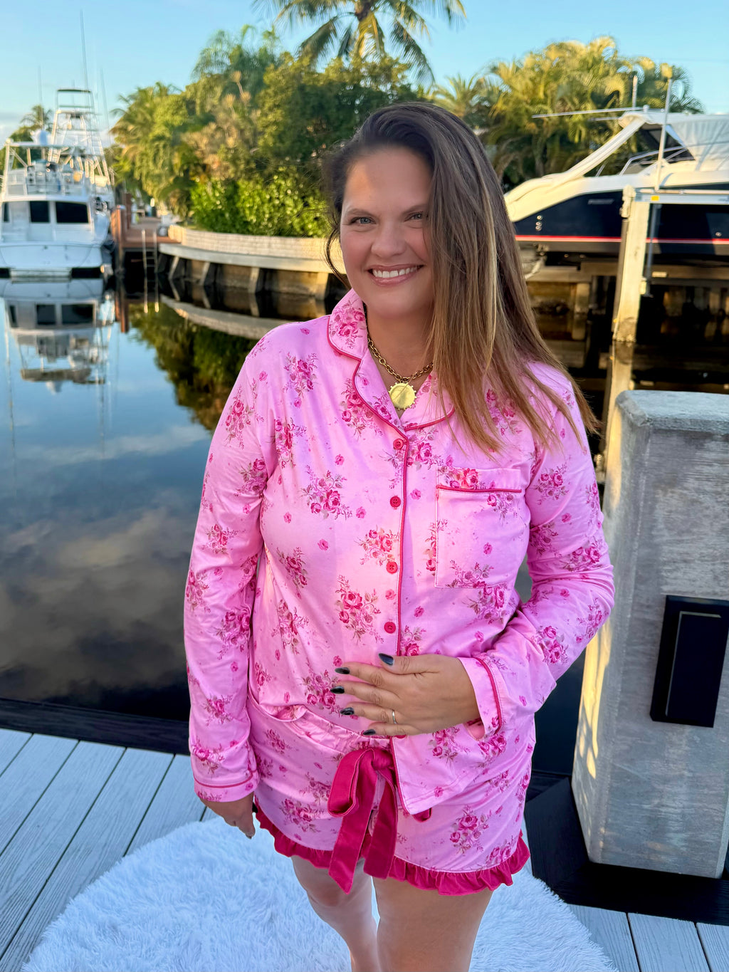 Blushing Blooms Ruffle Pajama Set by Jess Lea - BFF Here