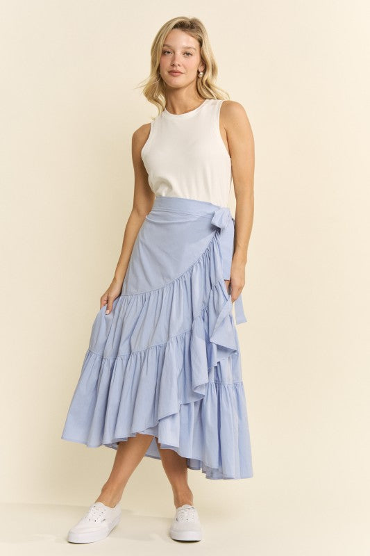 Asymmetrical Ruffle Wrap Midi Dress by Jade by Jane (Ships 2-3 weeks) - BFF Here