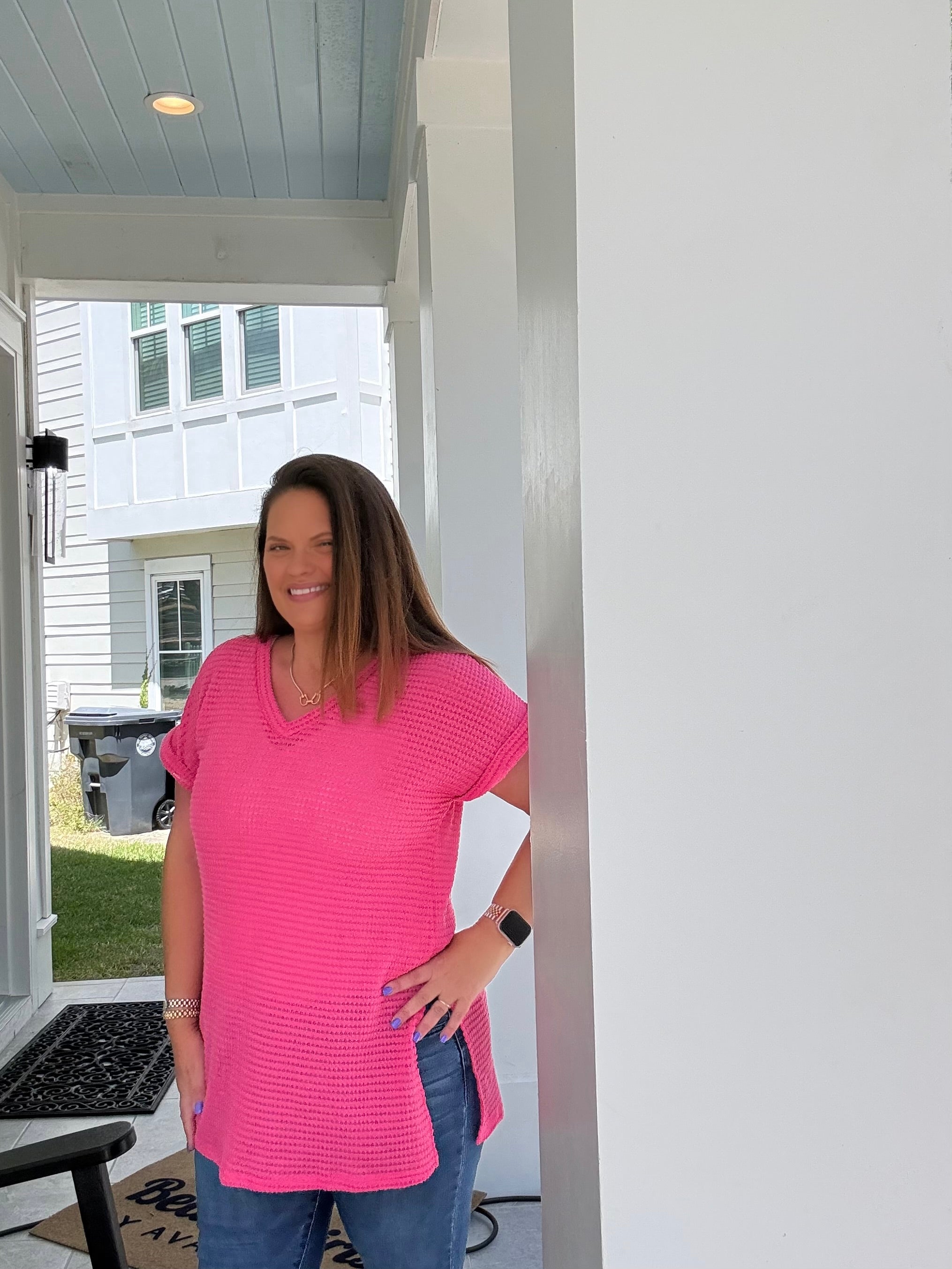 Fuchsia V-Neck Tunic by HeimishUSA (ARRAY) — Ships 2-3 weeks - BFF Here